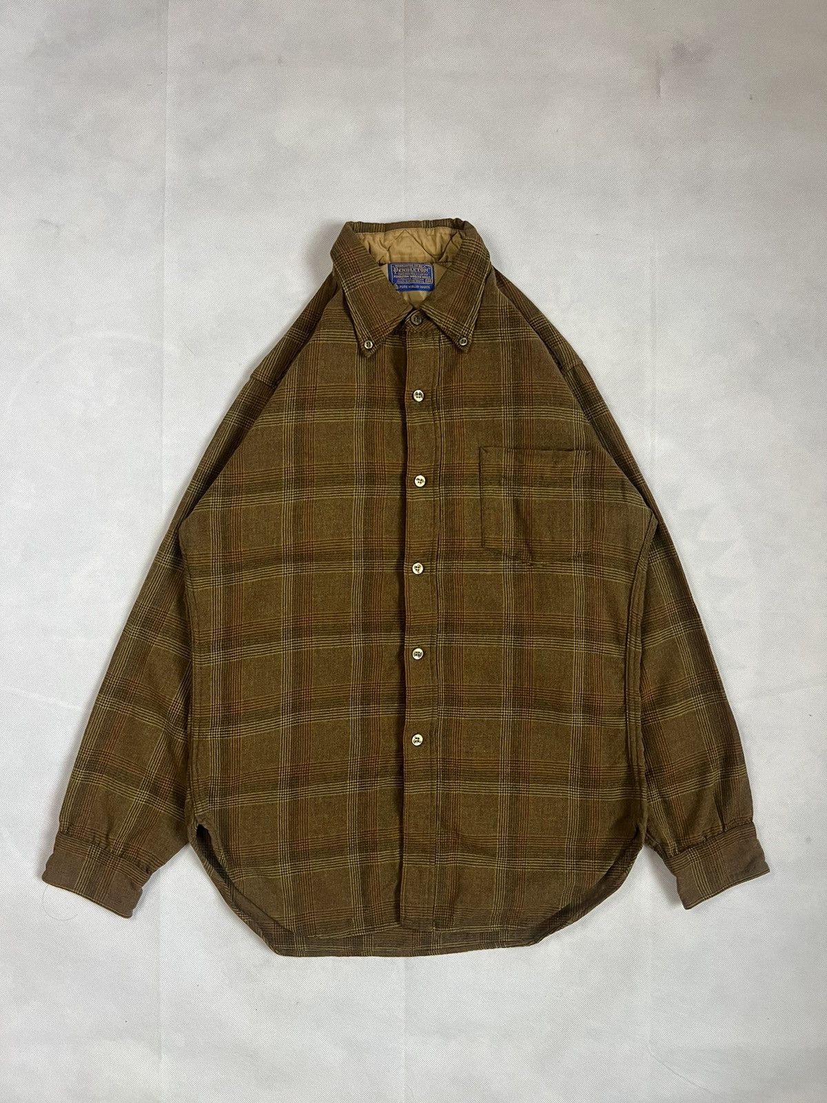 Pendleton 1950's Brown Plaid Pendleton Wool Field Shirt Size US M / EU 48-50 / 2 - 1 Thumbnail