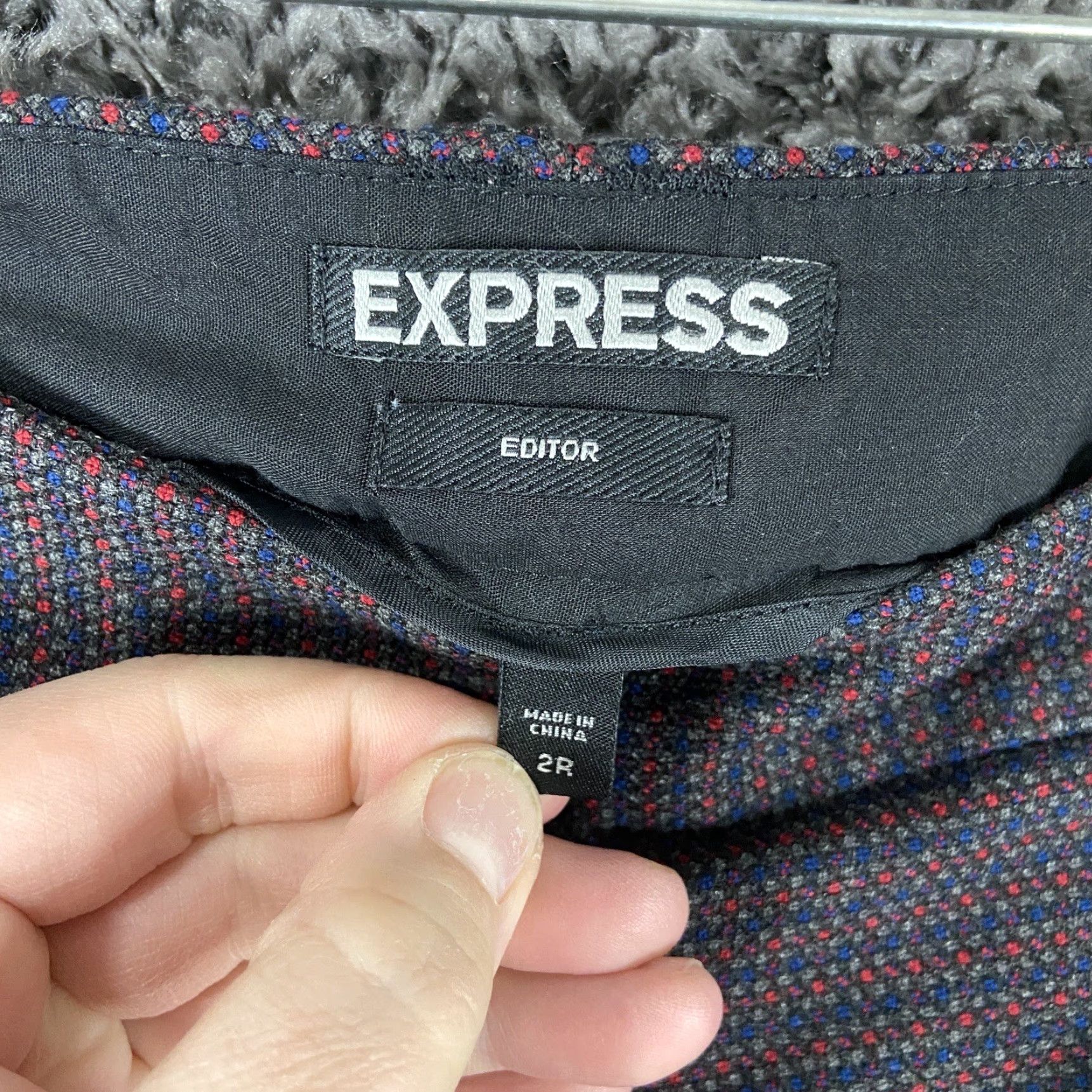 Express EXPRESS Editor Blue Red Tweed Dress Pants Ankle Women’s 2 R Size 26" / US 2 / IT 38 - 6 Thumbnail