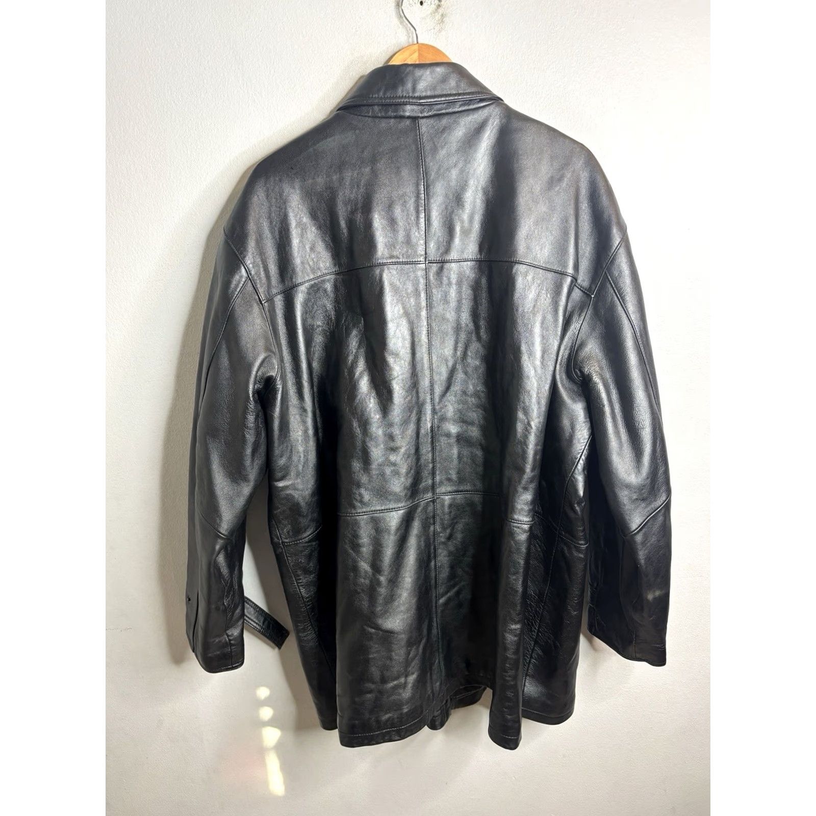 Vintage Knightsbridge Men's Leather Jacket Quilted Interior XL Black Biker Coat, Zip Closure, Casual Riding Winter Fall Spring, Genuine Leather, 8/10 Size US XL / EU 56 / 4 - 6 Thumbnail