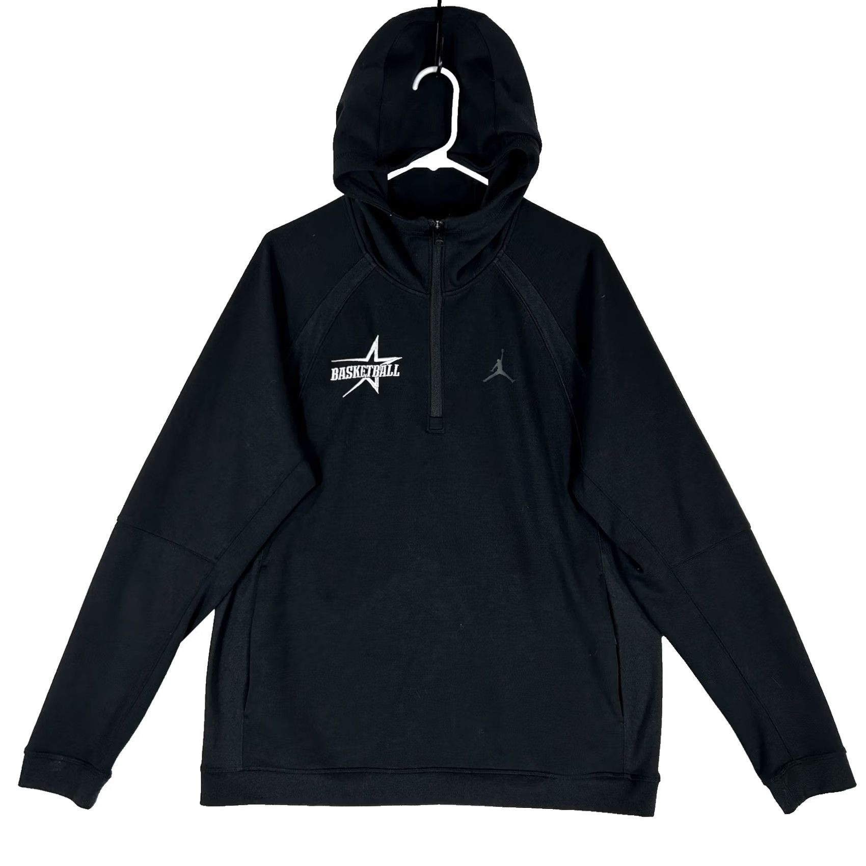Nike Nike Air Jordan Hoodie Mens Large Black Lightweight Pullover Basketball Sweatshirt Zip 1/2 1/4 Zip Hooded All Seasons Size US L / EU 52-54 / 3 - 2 Thumbnail