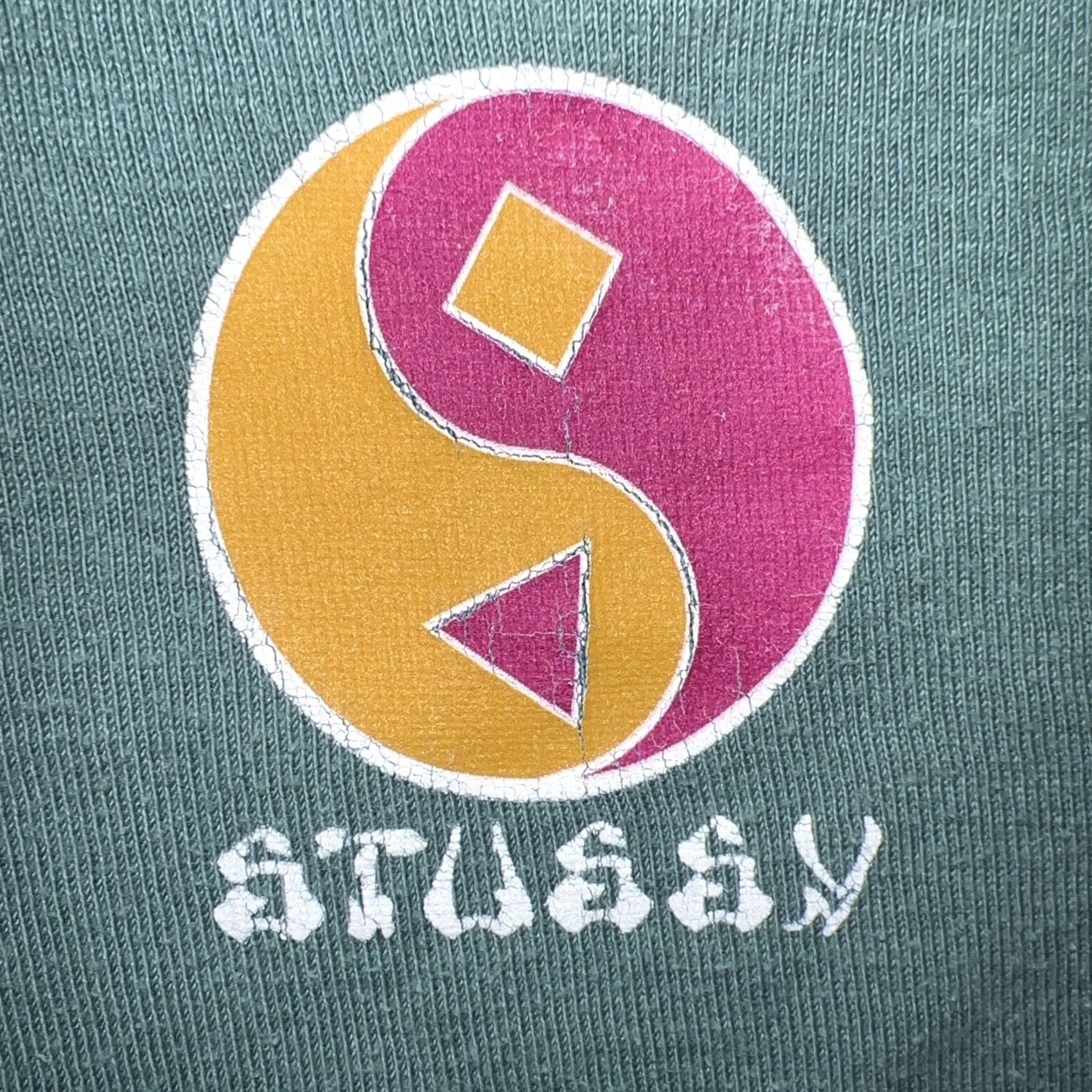 Vintage VINTAGE Stussy Shirt T-Shirt Long Sleeve M Green Skateboarder Ying Yang Graphic Print Men/Men's Regular Fit Size US M / EU 48-50 / 2 - 5 Thumbnail
