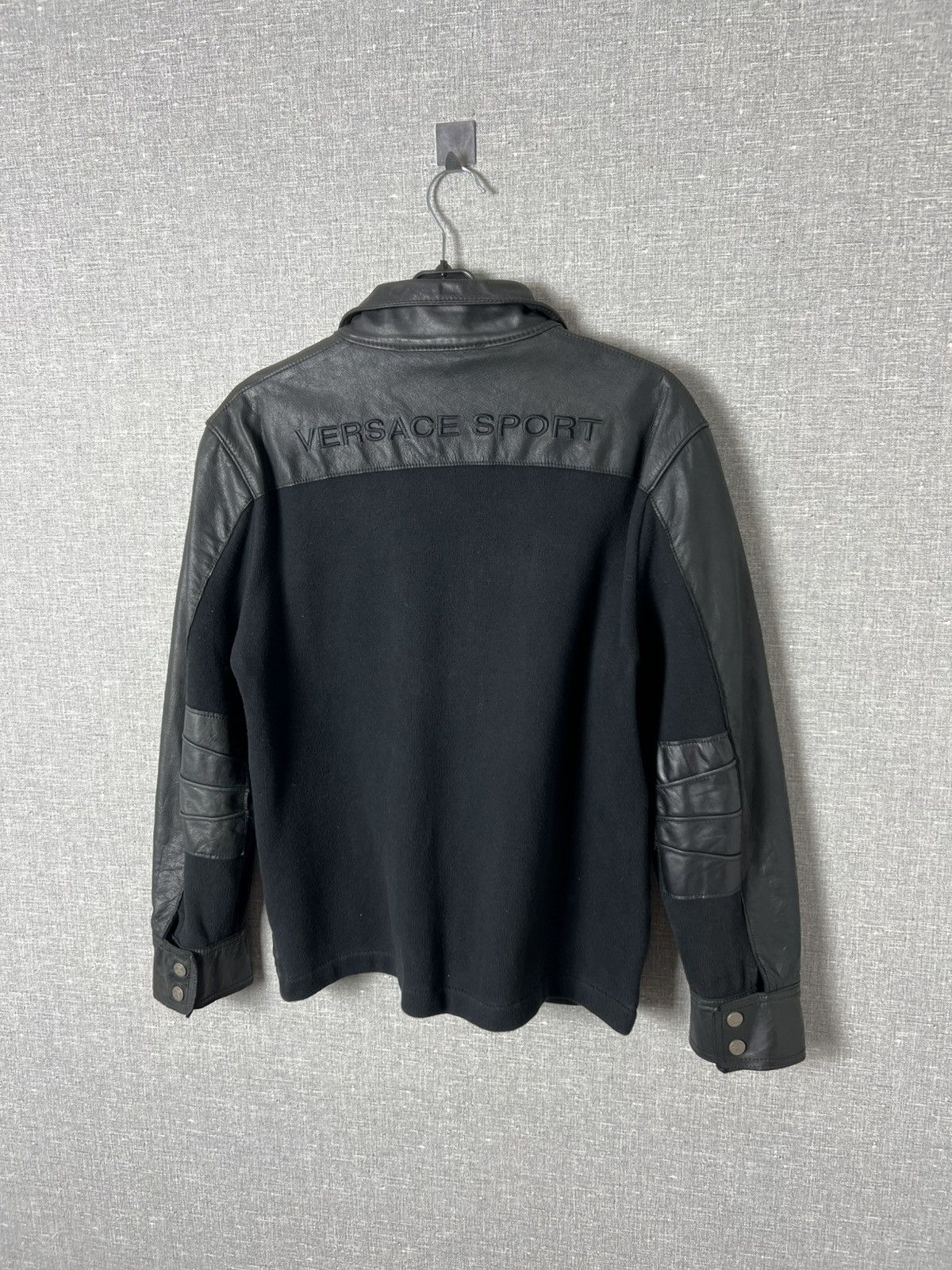 Versace Vintage Versace Sport Big Logo Collared Leather Jacket Biker Size US M / EU 48-50 / 2 - 16 Thumbnail