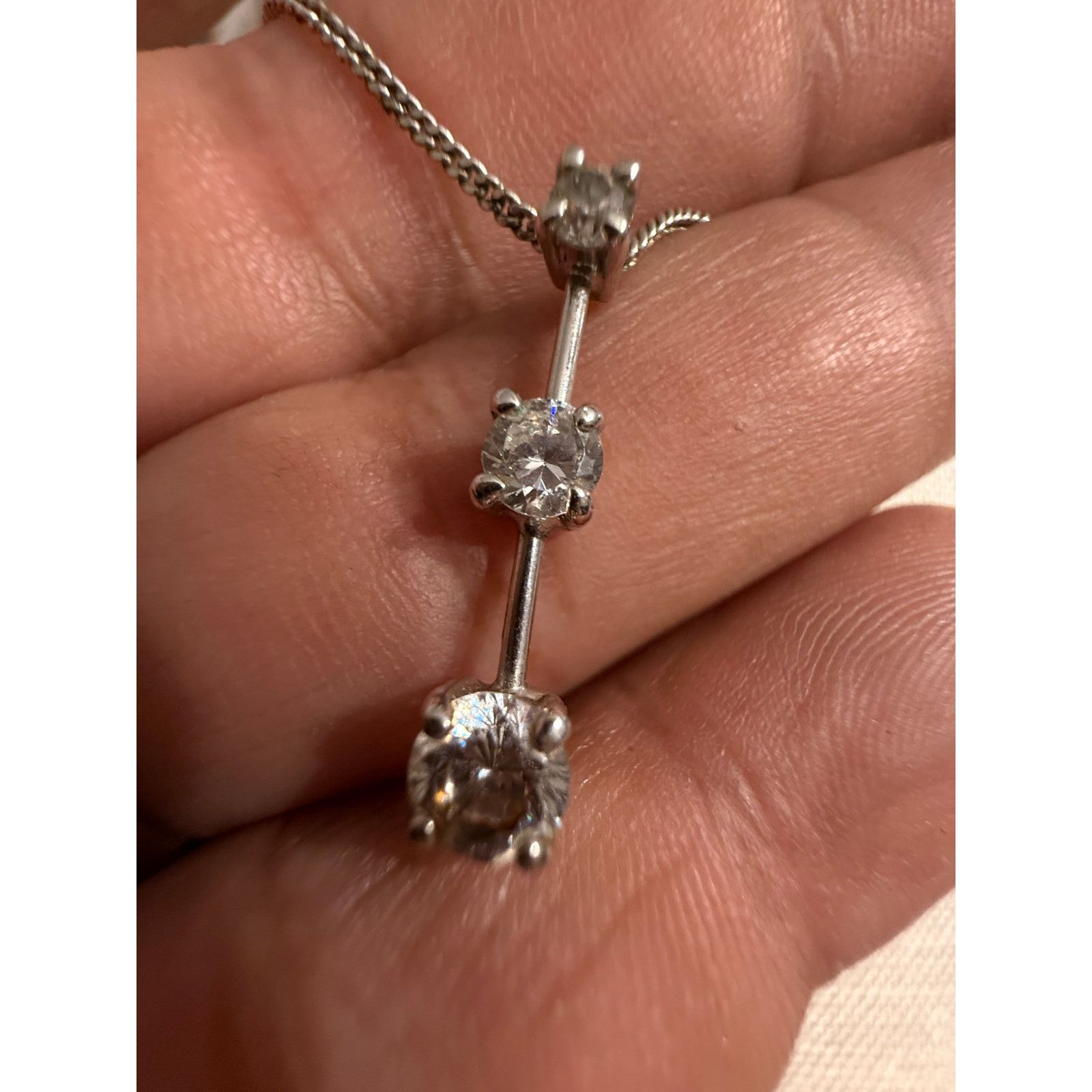 Monet Vintage Monet Silver Tone Triple Stone Necklace 16” Size ONE SIZE - 3 Thumbnail