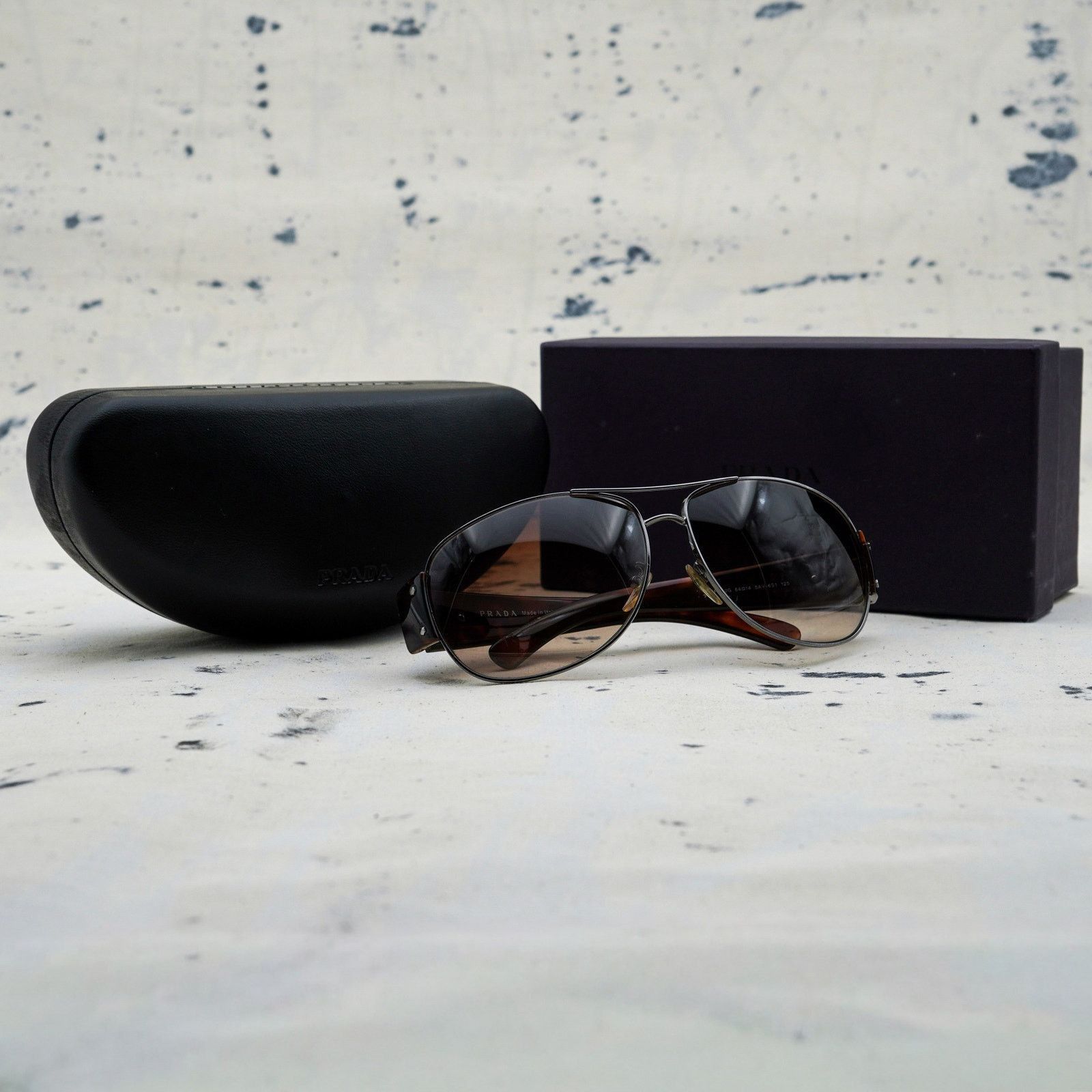 Prada Prada gradient brown aviator silver logo sunglasses Size ONE SIZE - 9 Thumbnail