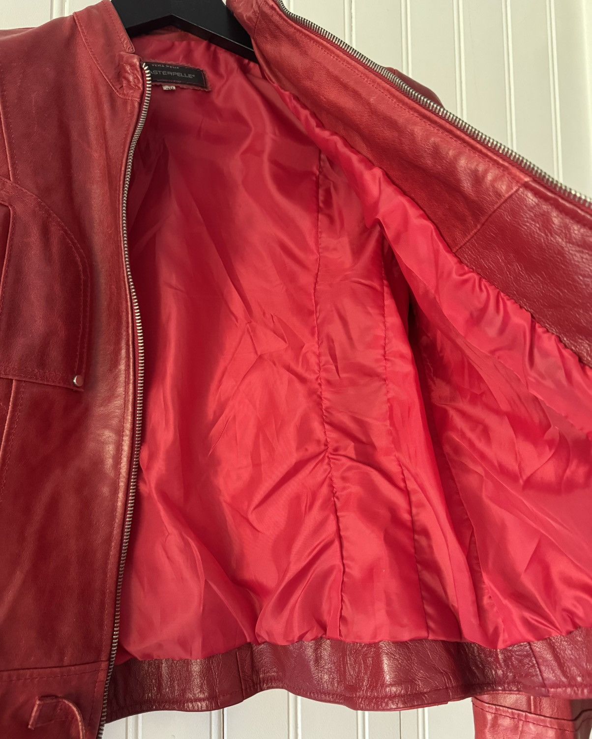 Leather Red Leather Biker Jacket Size US S / EU 44-46 / 1 - 10 Thumbnail