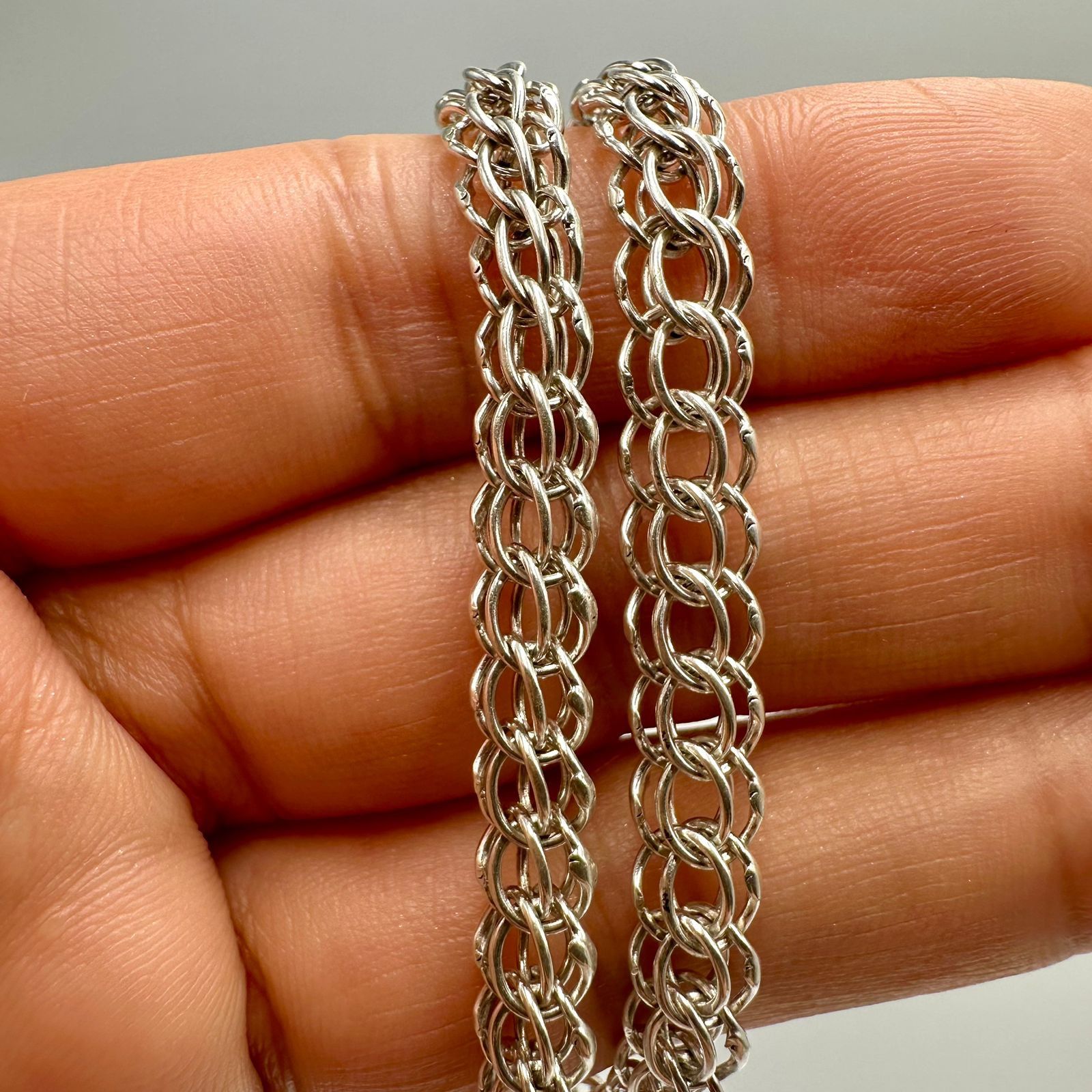 Sterling Silver Vintage 925 Sterling Silver Bracelet Double Link Chain Size ONE SIZE - 3 Thumbnail