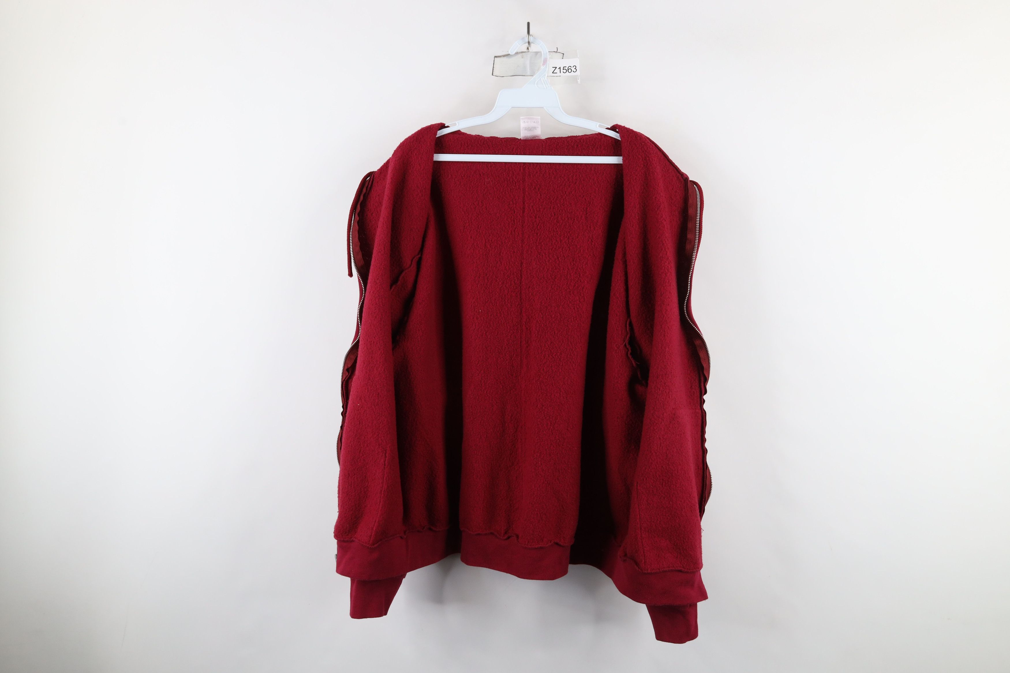 Vintage Vintage 90s Streetwear Full Zip Hoodie Sweatshirt Red USA Size US XL / EU 56 / 4 - 9 Thumbnail