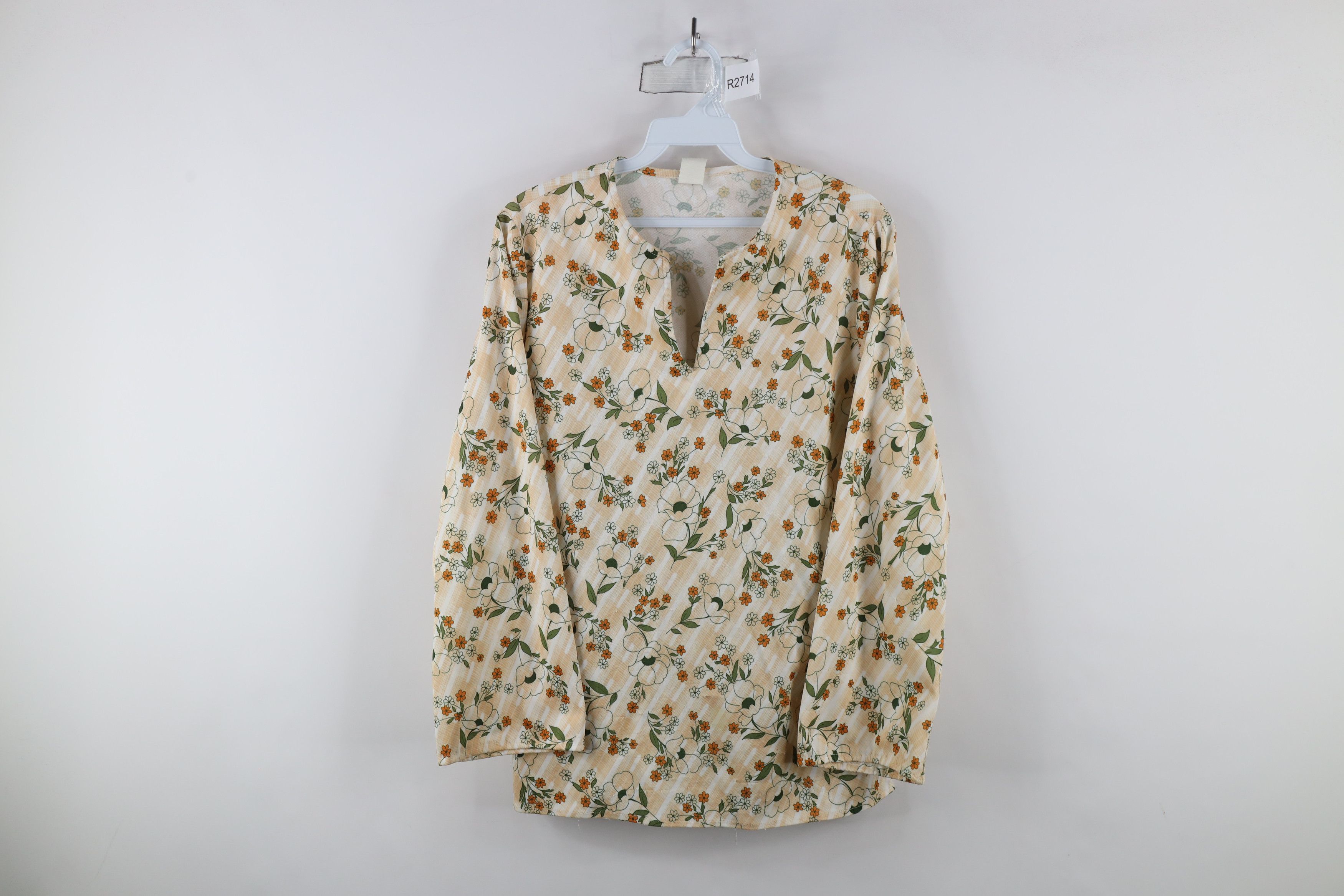 Vintage Vintage 70s Mid Century Modern MCM Flower Knit Shirt USA Size L / US 10 / IT 46 - 1 Thumbnail