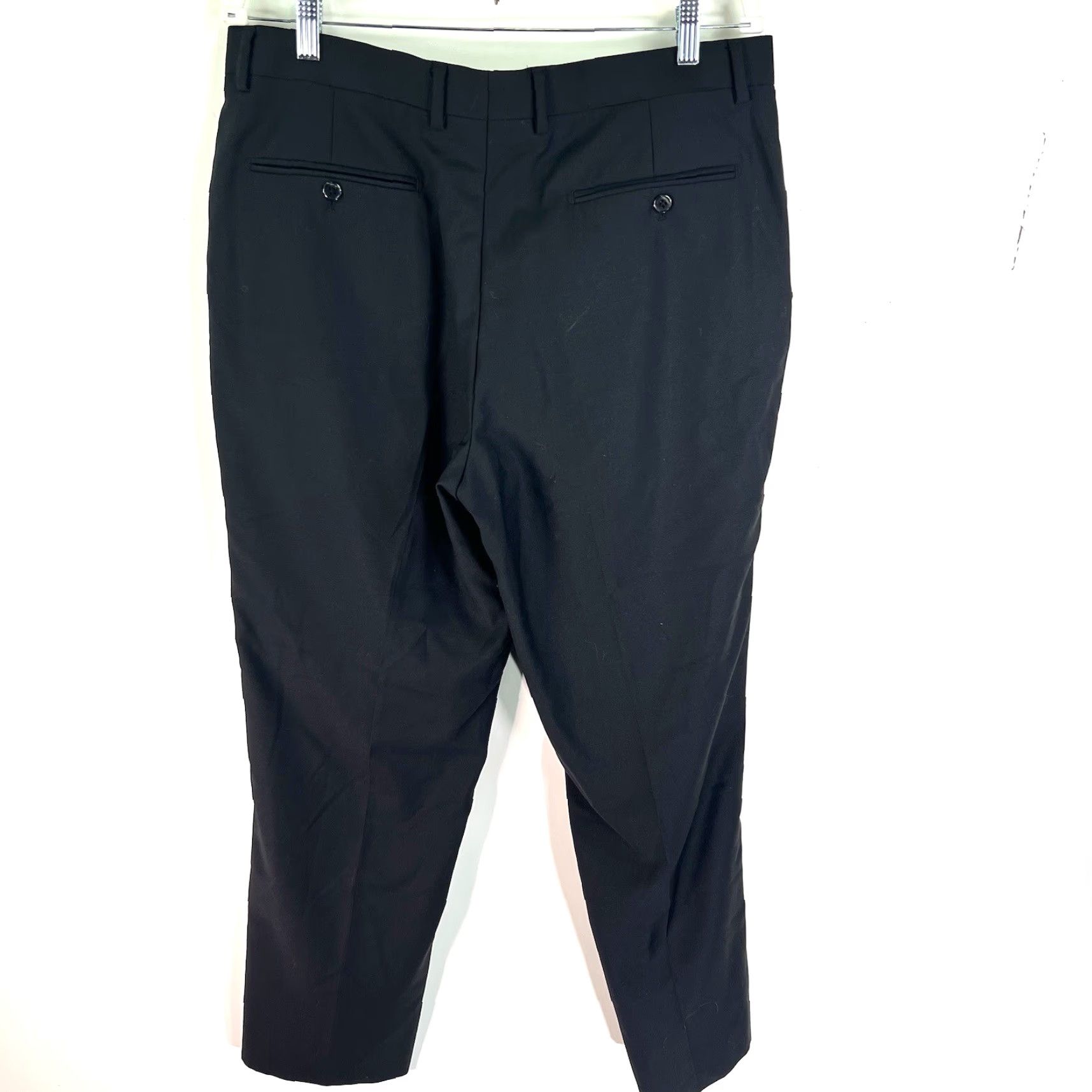 Vintage Ranieri Novello Black Italian Wool Pants Men's 34 Flat Front Lined 31 Inseam Slim Straight Dress Pants Size US 34 / EU 50 - 7 Thumbnail