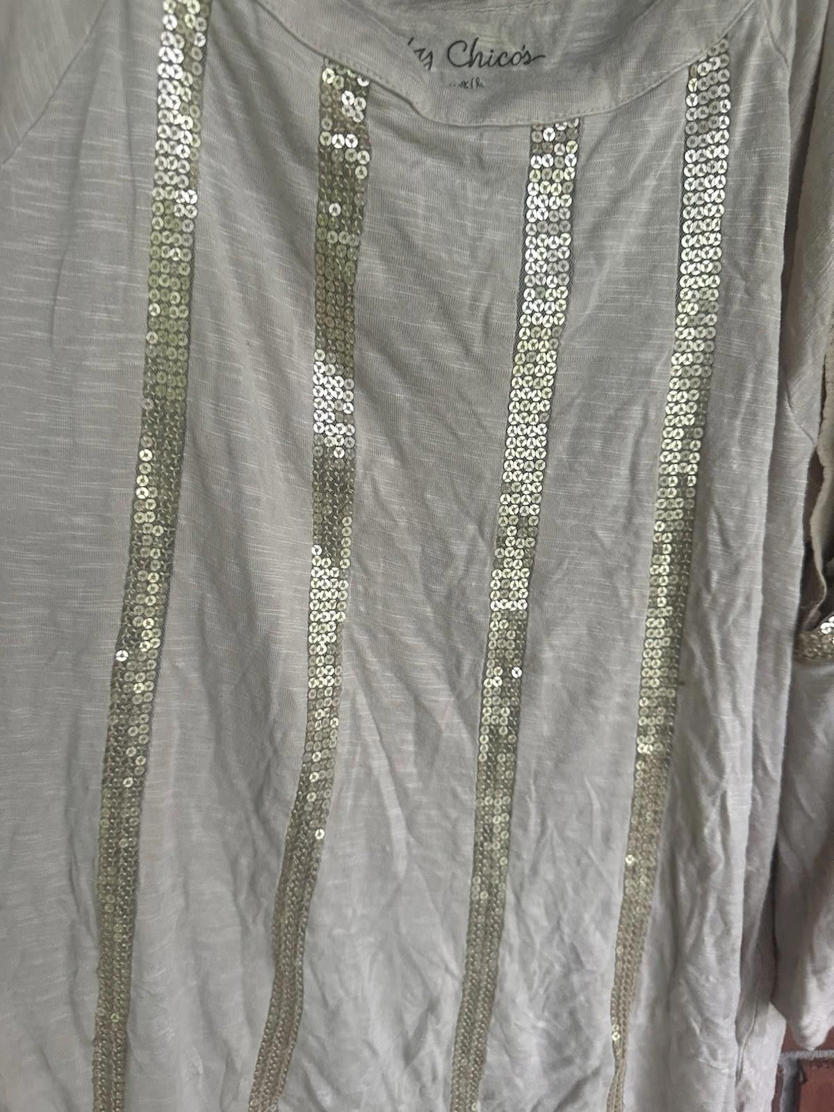 Chicos chicos size 1 Viscose Blouse Gold Cold Shoulder Embellished Size M / US 6-8 / IT 42-44 - 3 Thumbnail