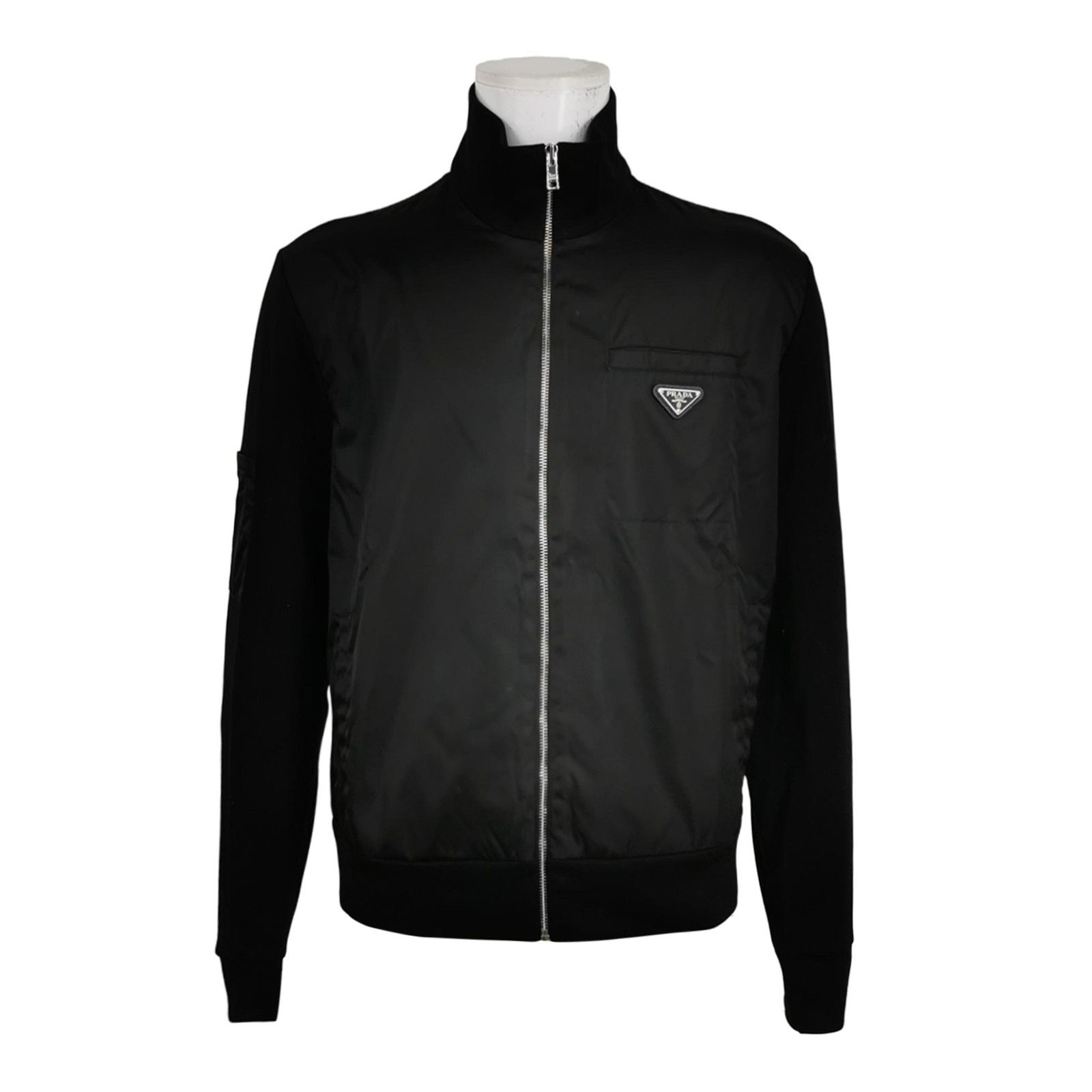 Prada XXL Zip-Front Triangle Logo Jacket