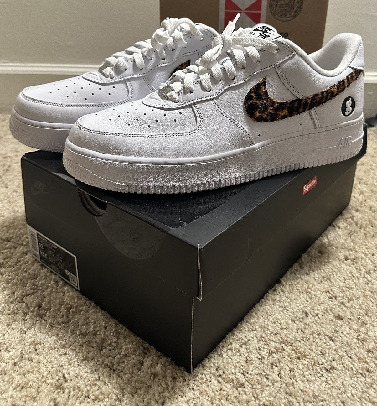 SUPREME X GOOD ENOUGH NIKE AF1 LEOPARD FUR DS SIZE 12