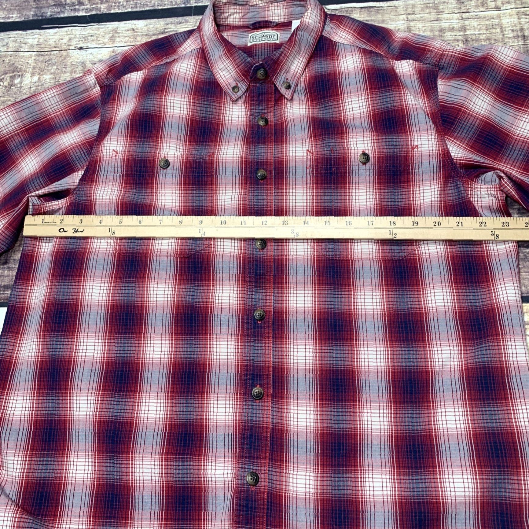Vintage C.E. Schmidt Shirt Short Sleeve Red Button Down Front Check Plaid Pockets Large – Mens, Button-Up, Casual Workwear, Vintage? No Size US L / EU 52-54 / 3 - 2 Thumbnail