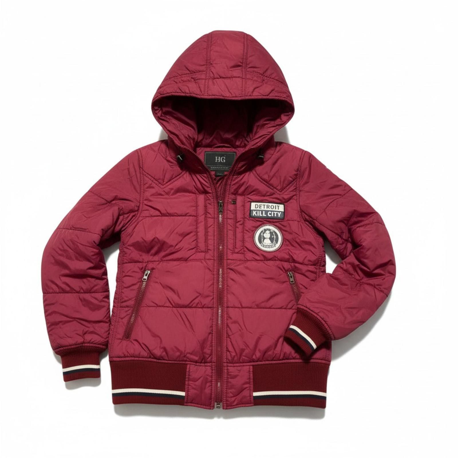 Hysteric Glamour Hysteric Glamour - Quilted Hooded Jacket Burgundy Size US M / EU 48-50 / 2 - 1 Thumbnail