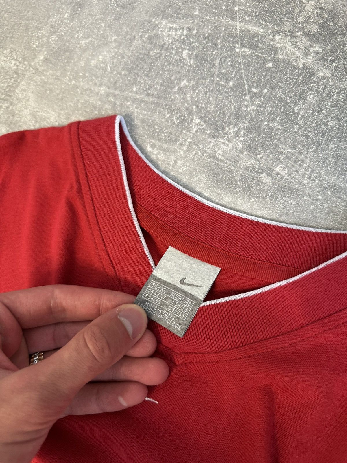 Nike Y2K Nike Red Micro Swoosh Tee – Minimal Vibe Size US XL / EU 56 / 4 - 4 Thumbnail