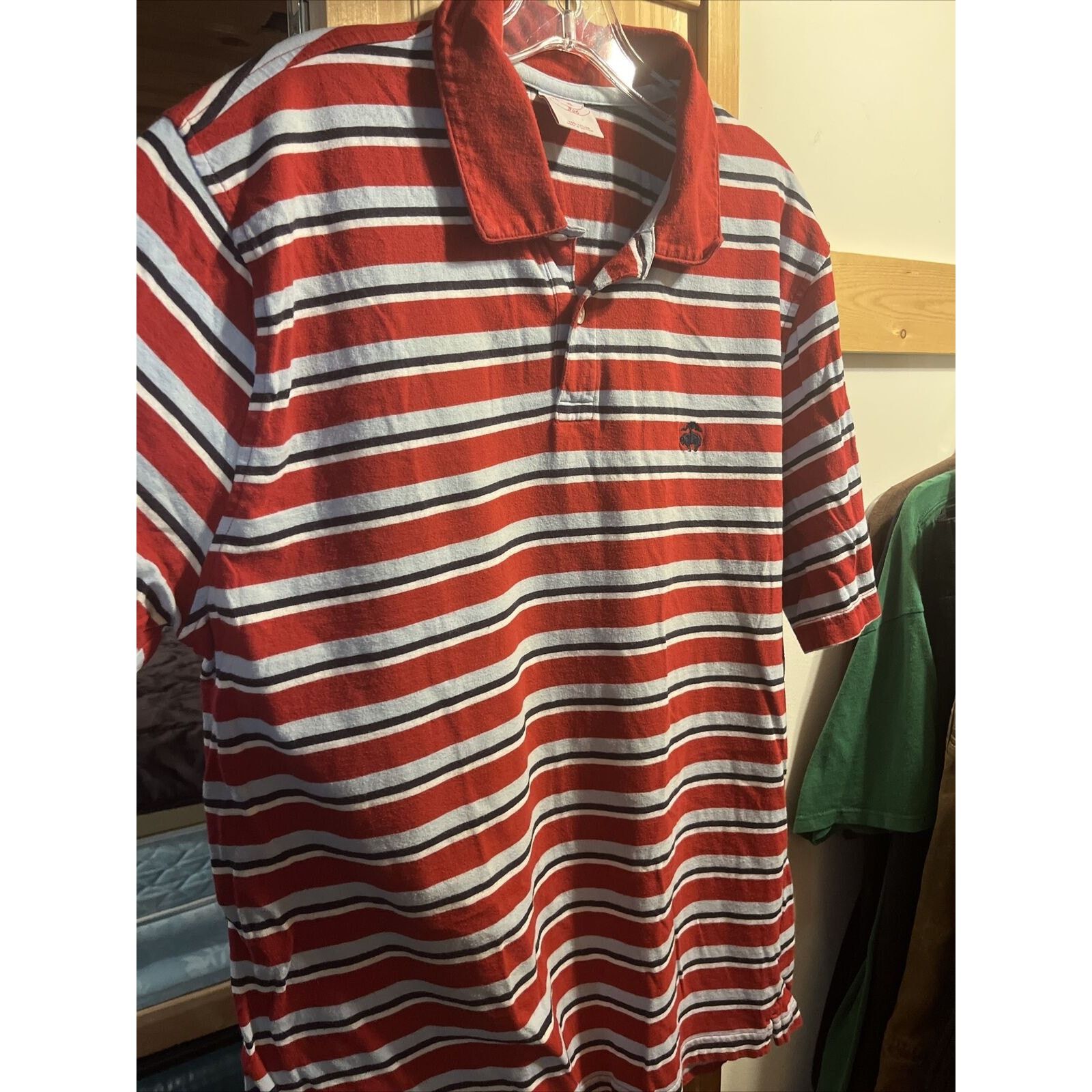 Brooks Brothers Brooks Brothers Mens XL Red Striped Button Cotton Polo Shirt Size US XL / EU 56 / 4 - 6 Thumbnail