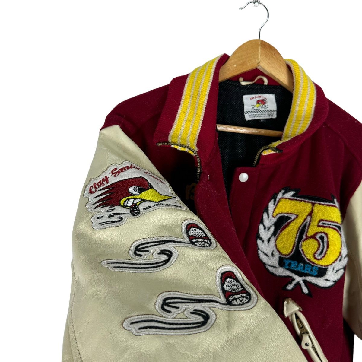 Sports Specialties ☀️CLAYSMITH MOONEYES FW2006 COWHIDE LEATHER VARSITY JACKET Size US L / EU 52-54 / 3 - 6 Thumbnail