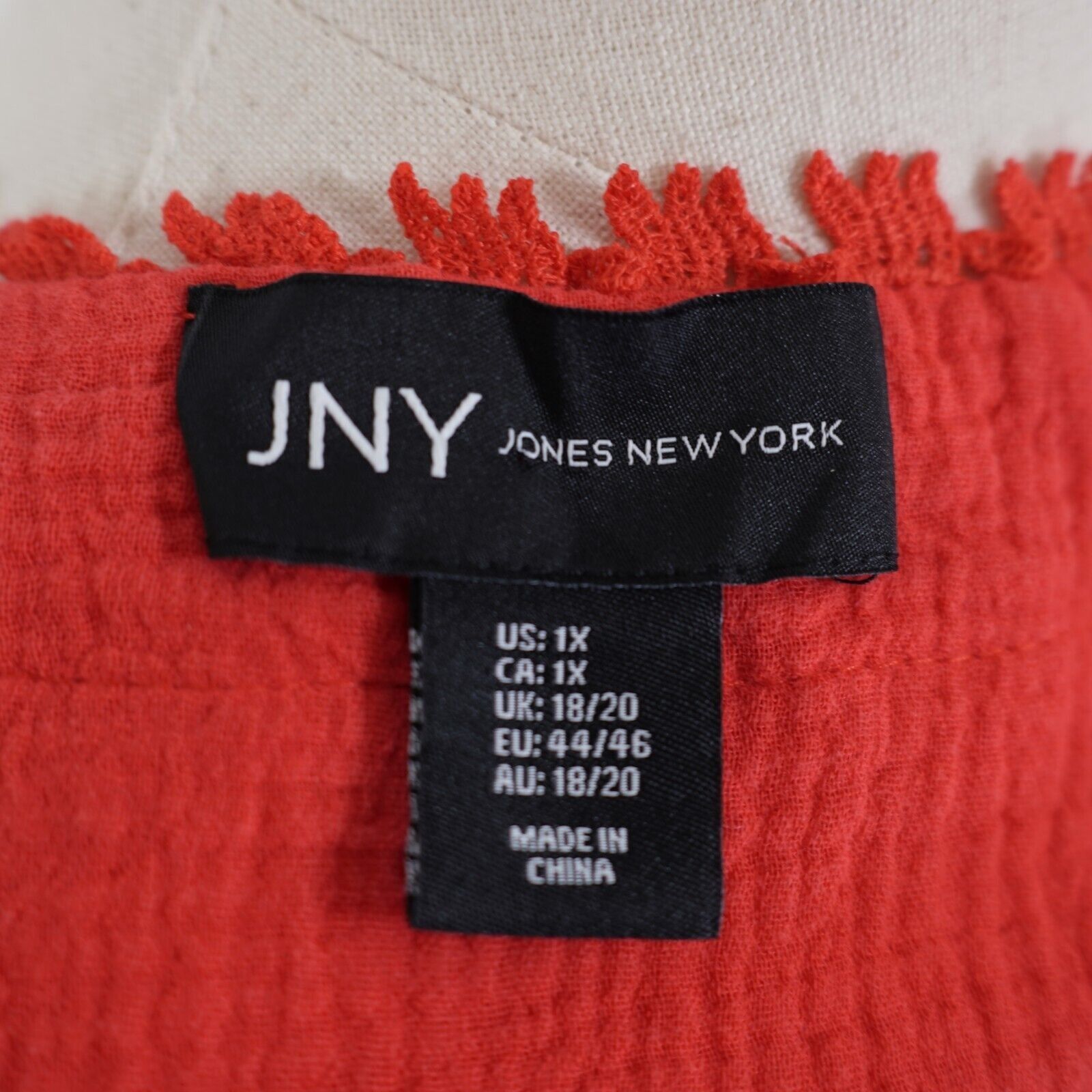 Jones New York Jones New York 1X Neon Pink / Orange Ribbed Cotton Lace V-Ne Size XL / US 12-14 / IT 48-50 - 8 Thumbnail