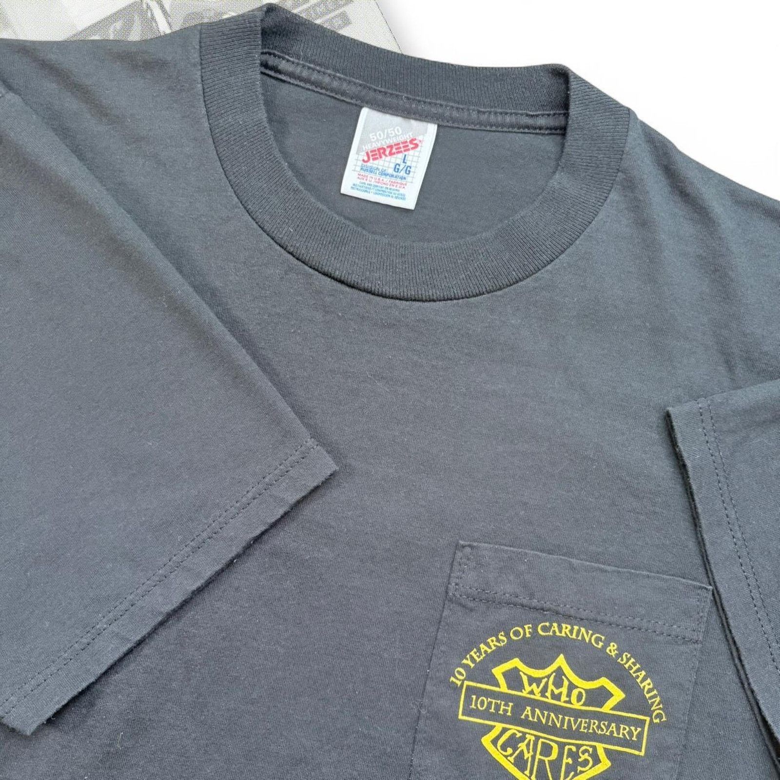 Jerzees Black vintage 90s who cares Size US L / EU 52-54 / 3 - 3 Thumbnail