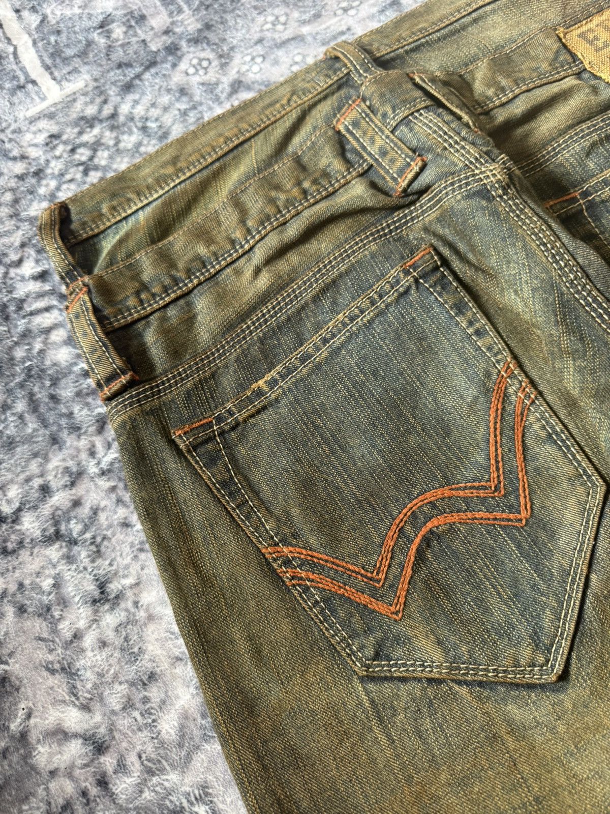 If Six Was Nine Edwin Japan Psychedelic Mud Wash Fade Double Waist Jeans Size US 30 / EU 46 - 17 Thumbnail