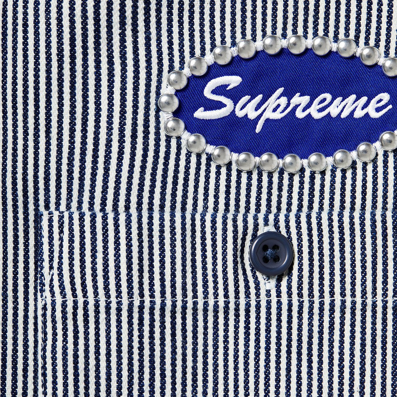 Supreme Supreme Studded Patch S/S Work Shirt Stripe Medium | Grailed