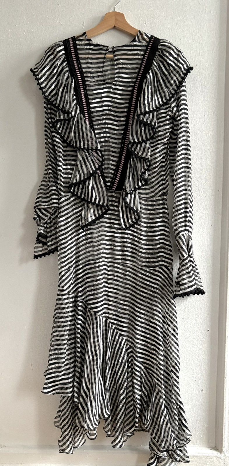 Preen by Thornton Bregrazzi Preen by Thornton Bregazzi Silk Striped Dress Asymmetric Size M / US 6-8 / IT 42-44 - 3 Thumbnail