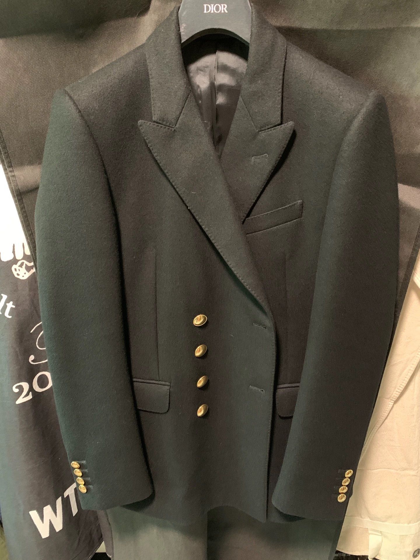 Celine CELINE by Hedi black double gold button 48 wool long blazer Size 48R - 5 Thumbnail