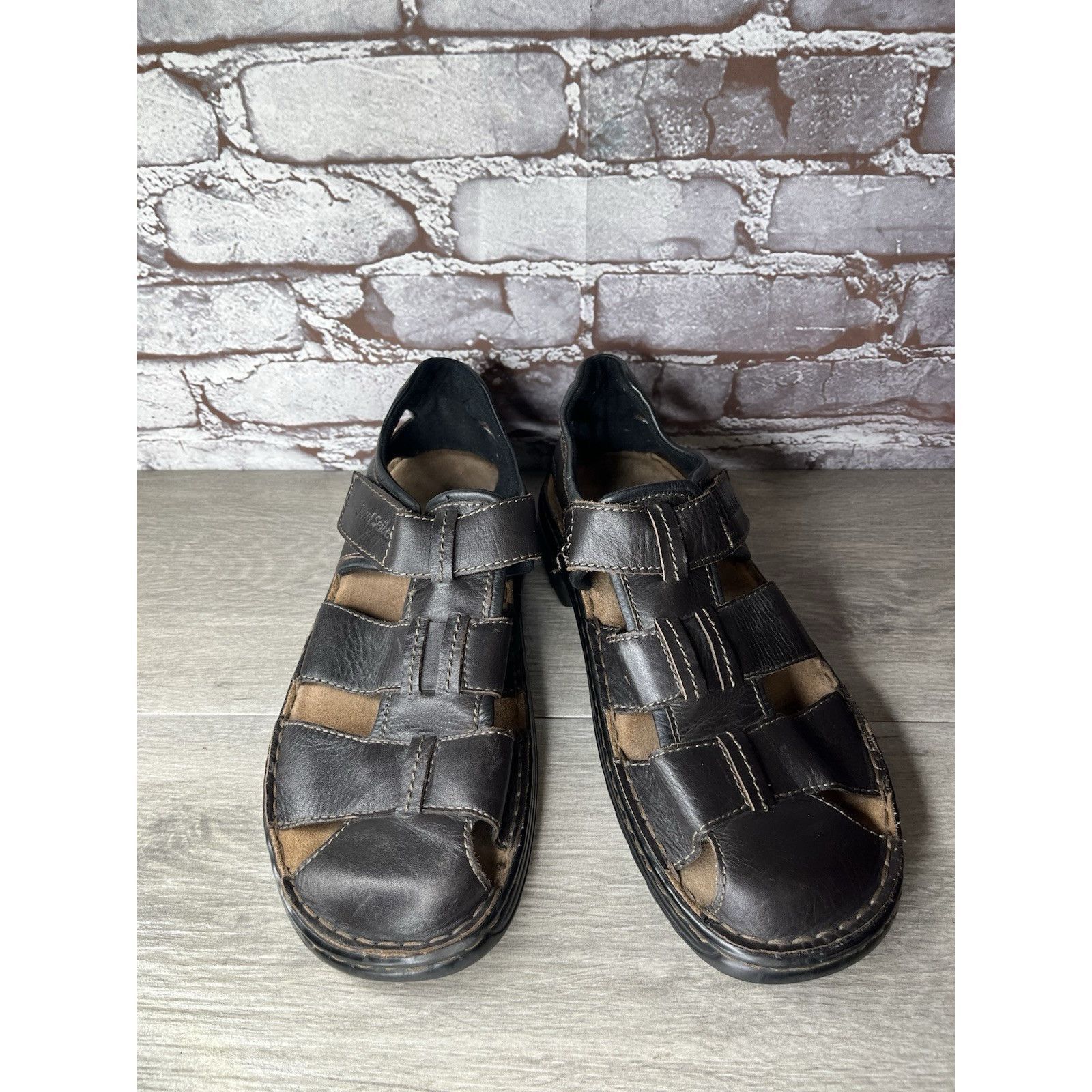 JOSEF SEIBAL Josef Seibel Jeremy Brown Leather Fisherman Strap Sandals Me Size US 12 / EU 45 - 12 Thumbnail