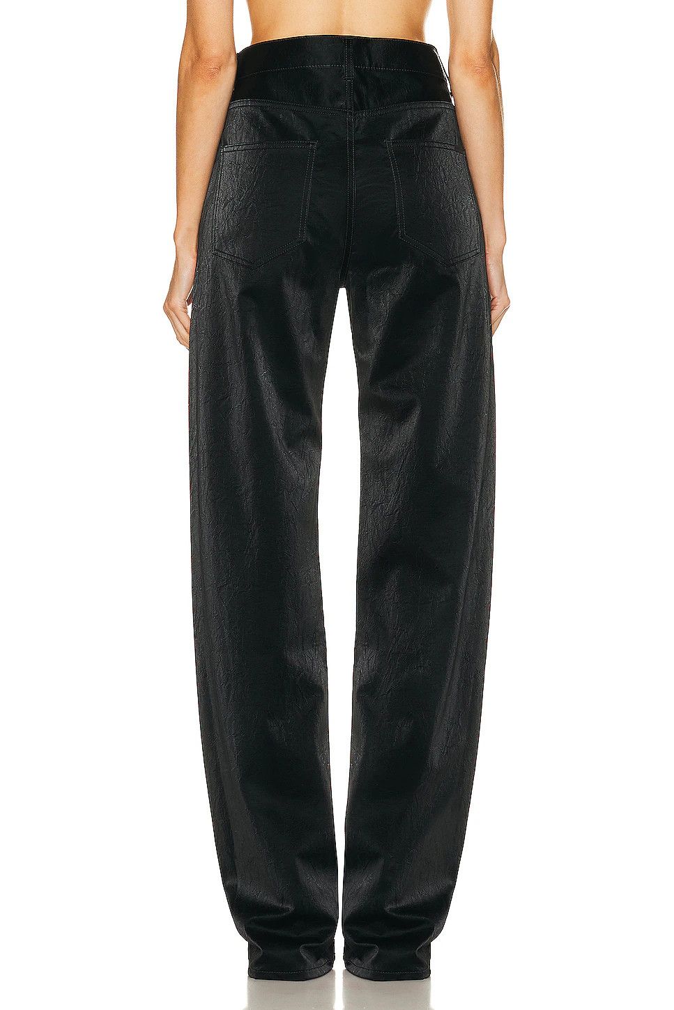 Saint Laurent Paris Black Crinkle High-Waisted Wide-Leg Jeans Size 30" / US 8 / IT 44 - 6 Thumbnail