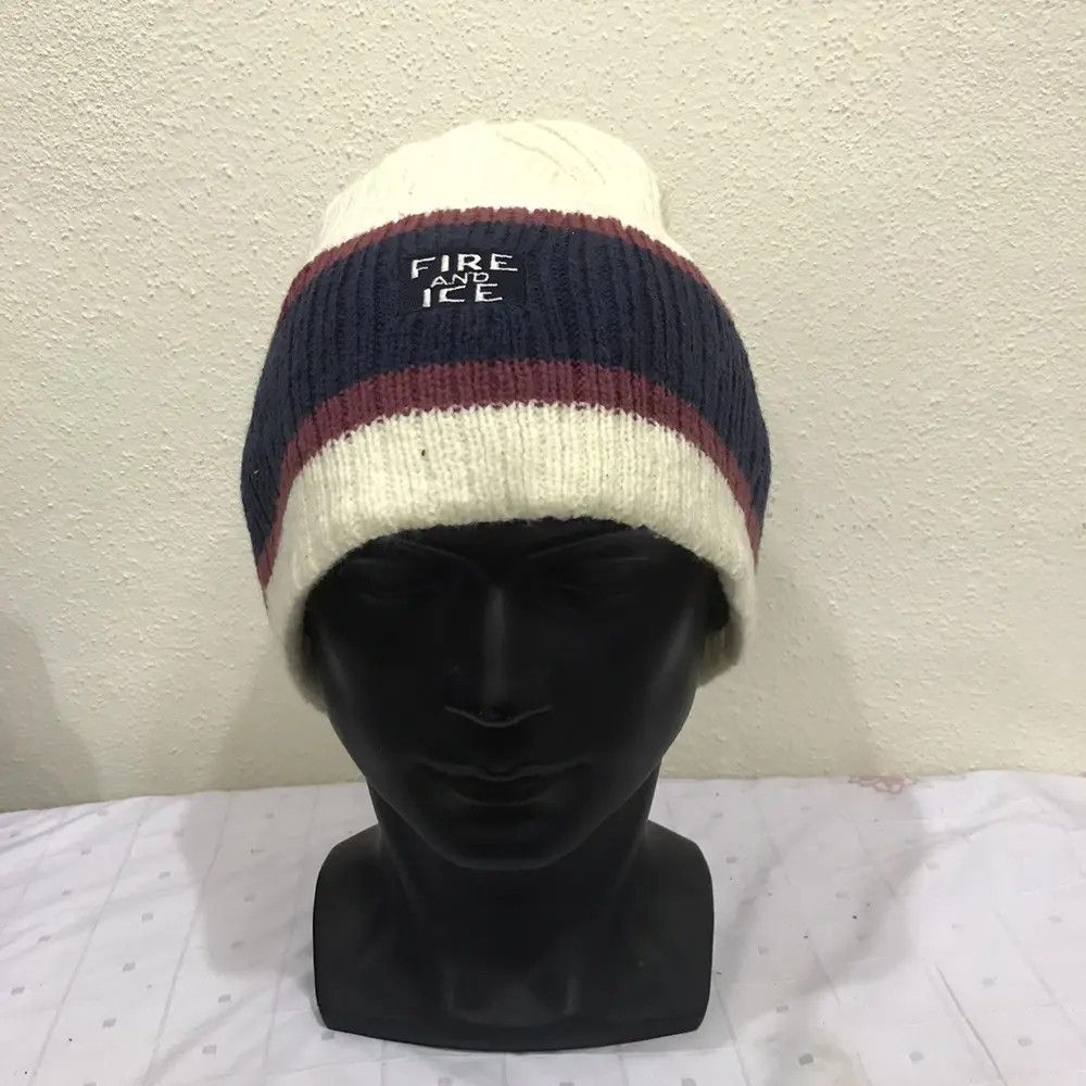Japanese Brand × Vintage Fire And Ice Stripe Design Beanie Hat Size ONE SIZE - 2 Thumbnail