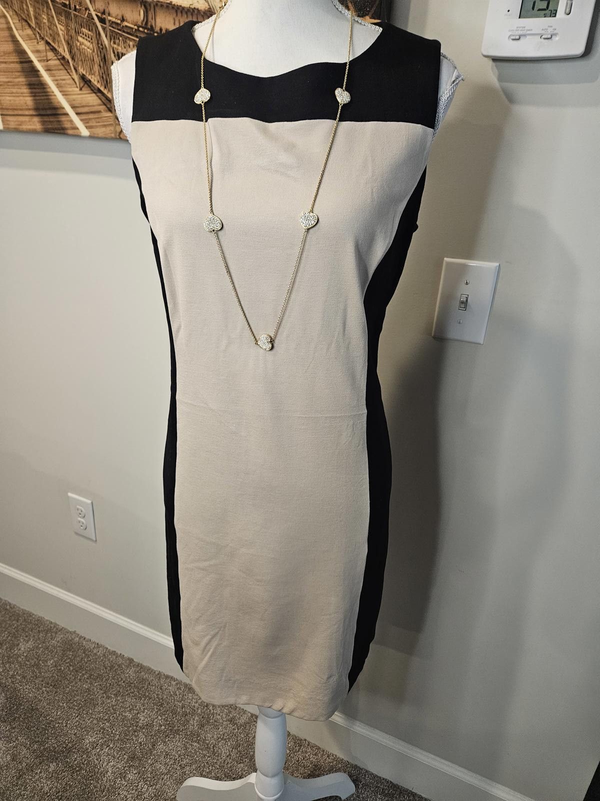 Designer Doncaster Elegant Two-Tone Sleeveless Dress Size L / US 10 / IT 46 - 1 Thumbnail