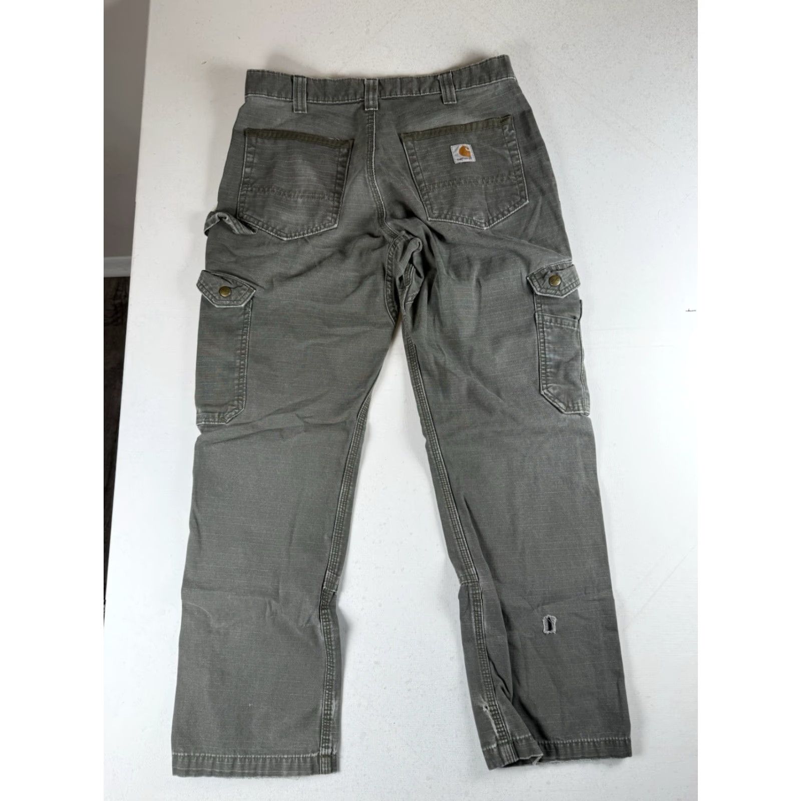 Carhartt Carhartt B342 Relaxed Fit Double Knee Pants Green Men's 32X30 Distressed Cargo Workwear Pants Size US 32 / EU 48 - 7 Thumbnail