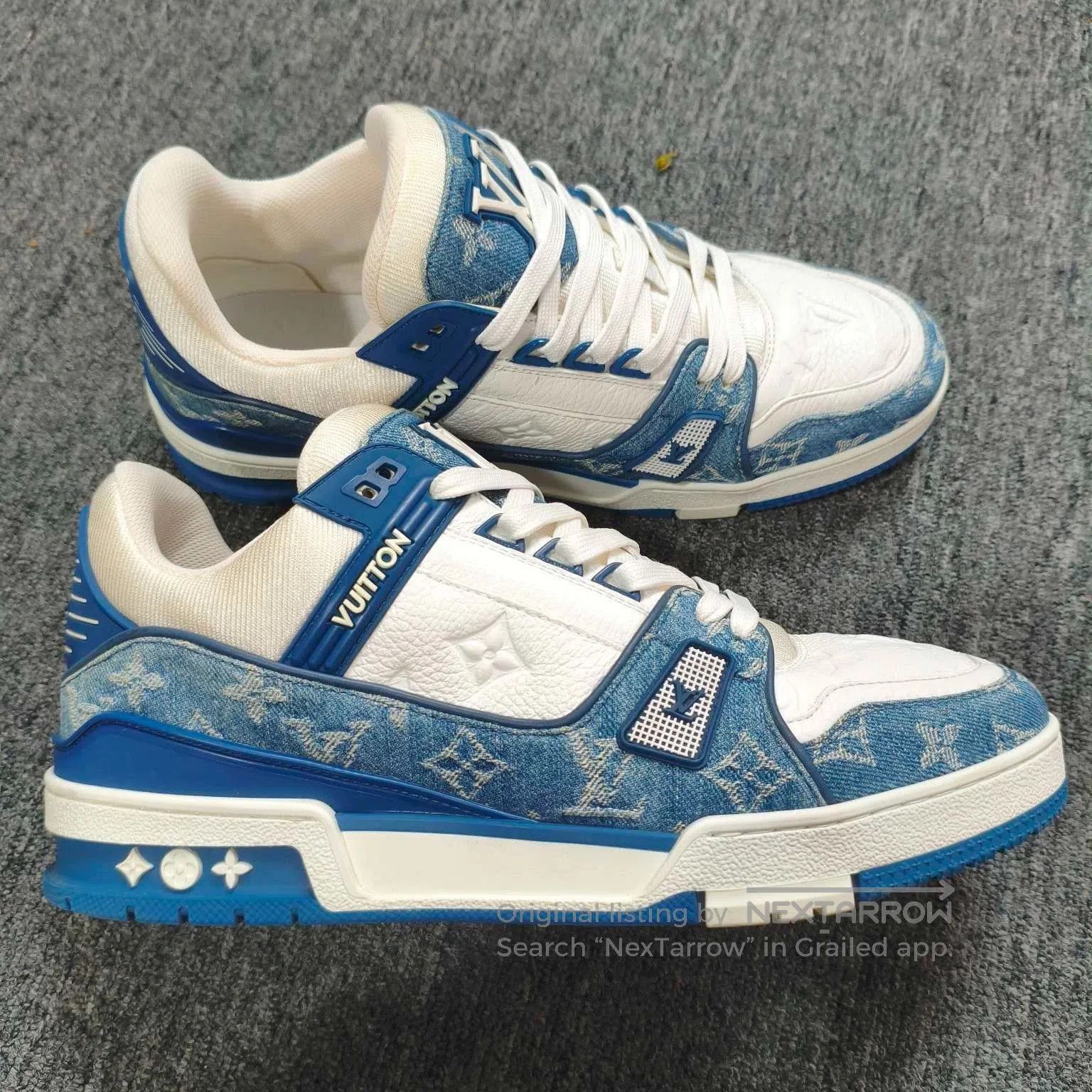 Louis Vuitton LV Trainer Blue White Denim Size 42. Size US 9 / EU 42 - 4 Thumbnail