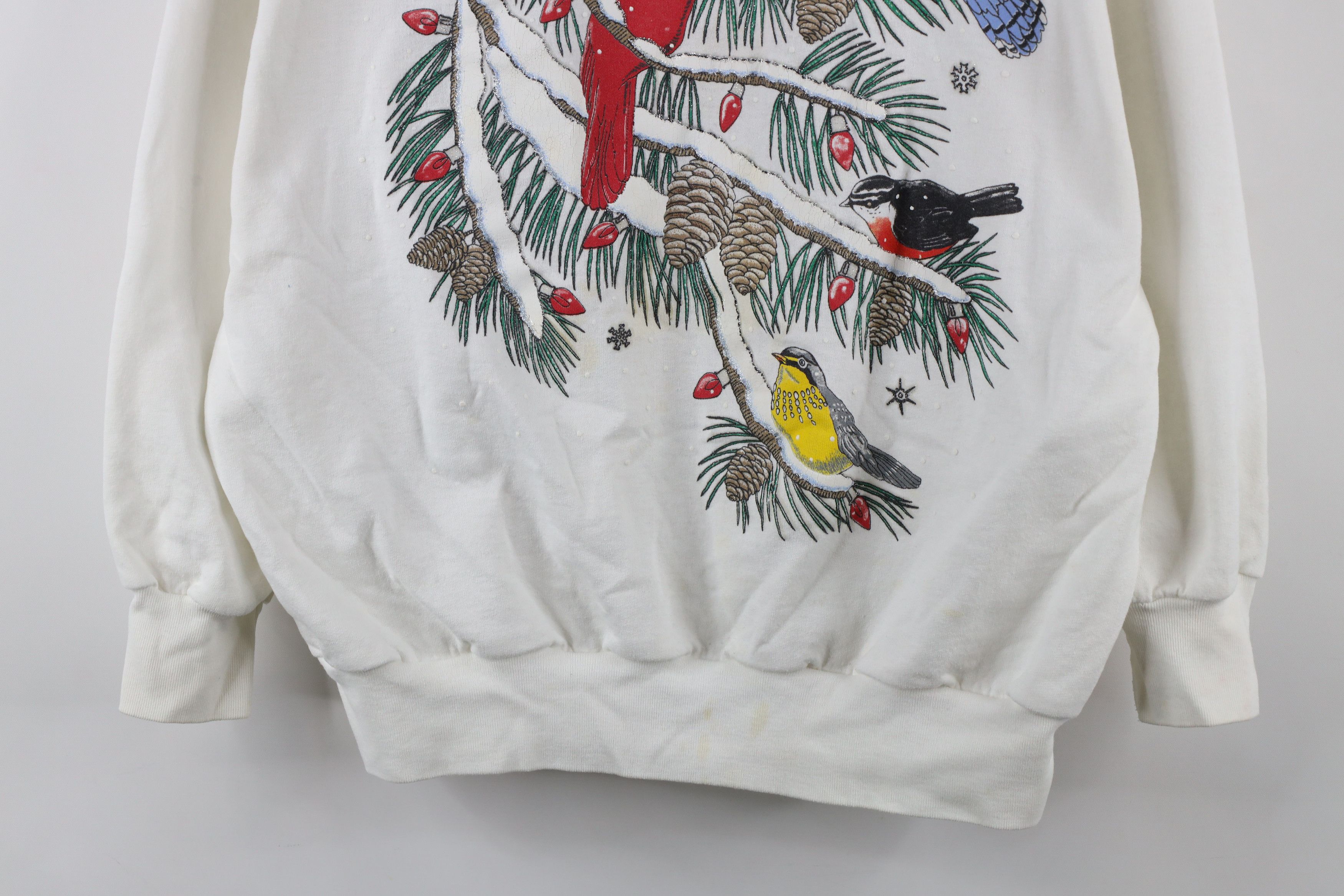 Vintage Vintage 90s Streetwear Christmas Birds Sweatshirt USA Size L / US 10 / IT 46 - 3 Thumbnail