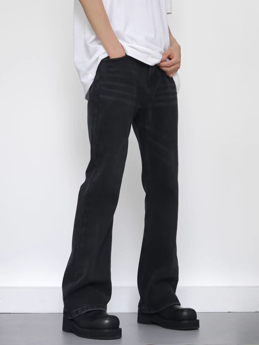 Black Vintage Washed Micro Flare Jeans