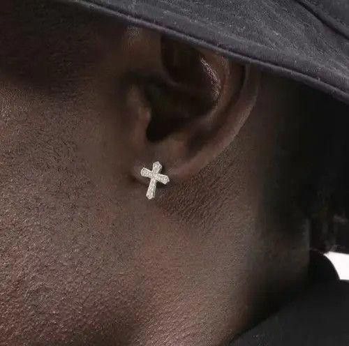 Jewelry Crystal Cross Stone Earrings Gothic Chrome Jewelry God Size ONE SIZE - 2 Thumbnail