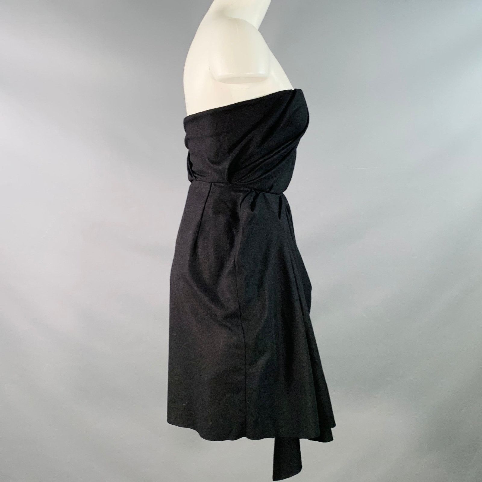 Acne Studios ACNE 0 Black Wool Blend Ruched Strapless Knee Length Dress Size XS / US 0-2 / IT 36-38 - 3 Thumbnail