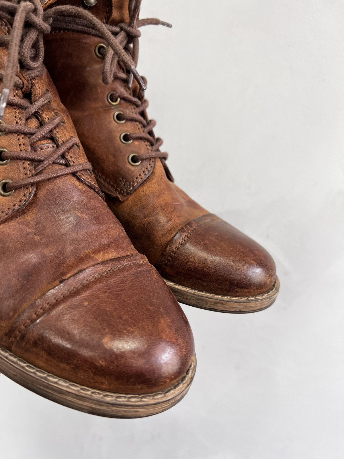 14th Addiction × A.S.98 AVANTgarde western brown leather high moto boots guidi style Size US 7.5 / EU 40-41 - 3 Thumbnail