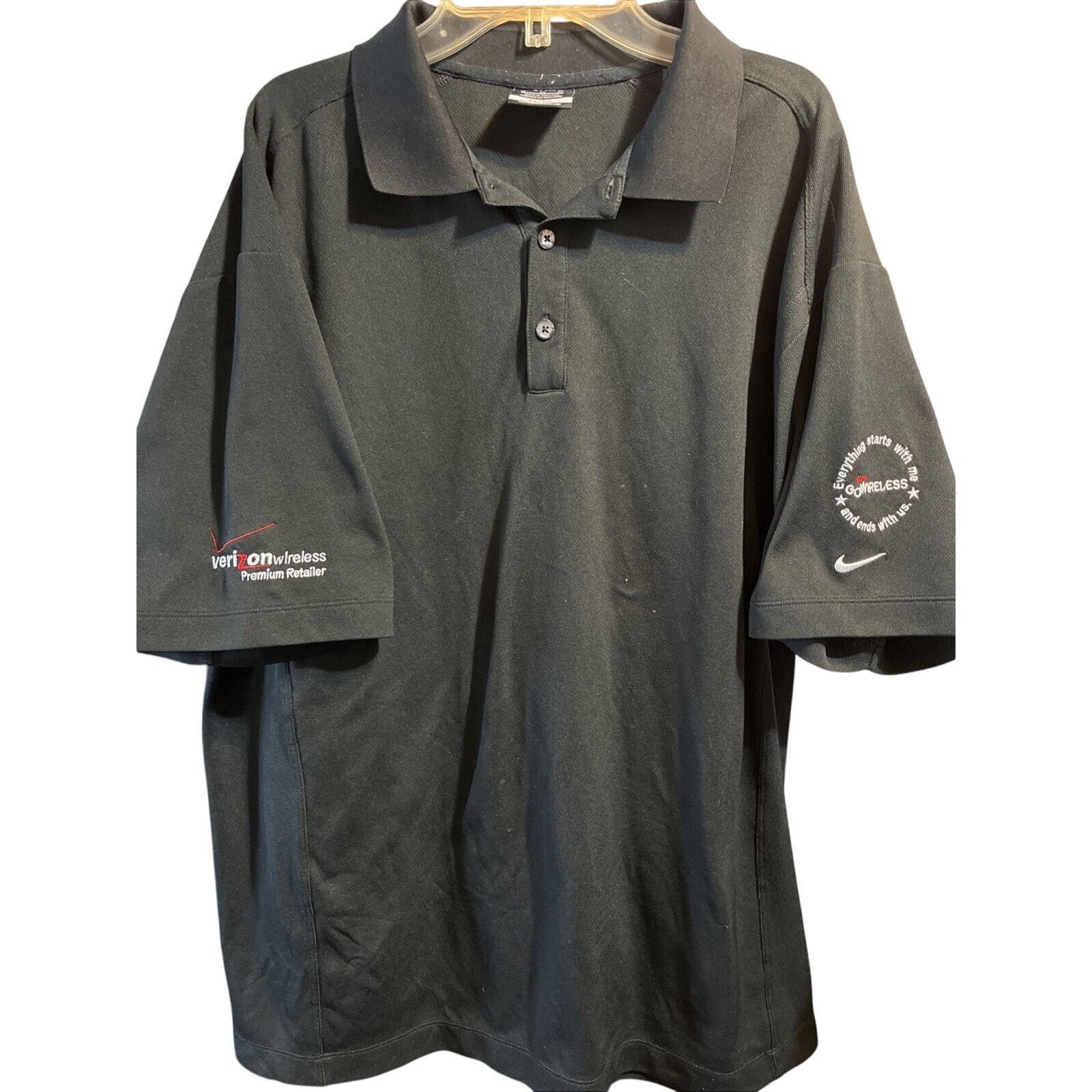 Nike Nike Golf Dri Fit Verizon Mens XL Black Polyester Polo Shirt Size US XL / EU 56 / 4 - 1 Thumbnail