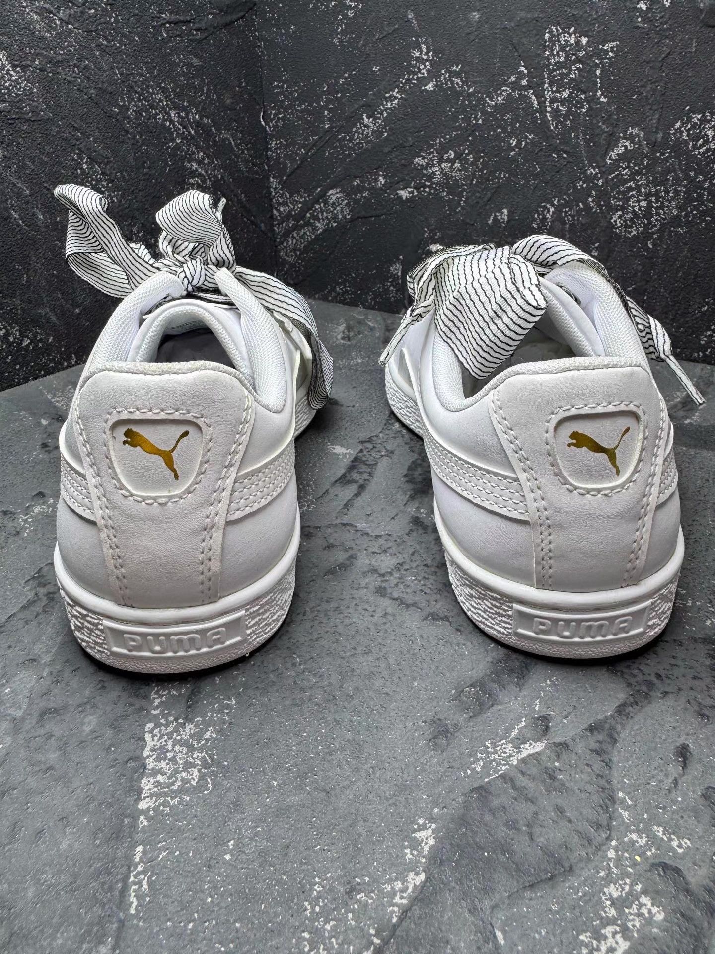 Puma PUMA White Milk Sneakers with Ribbon Q10 Size US 8.5 / IT 38.5 - 6 Thumbnail