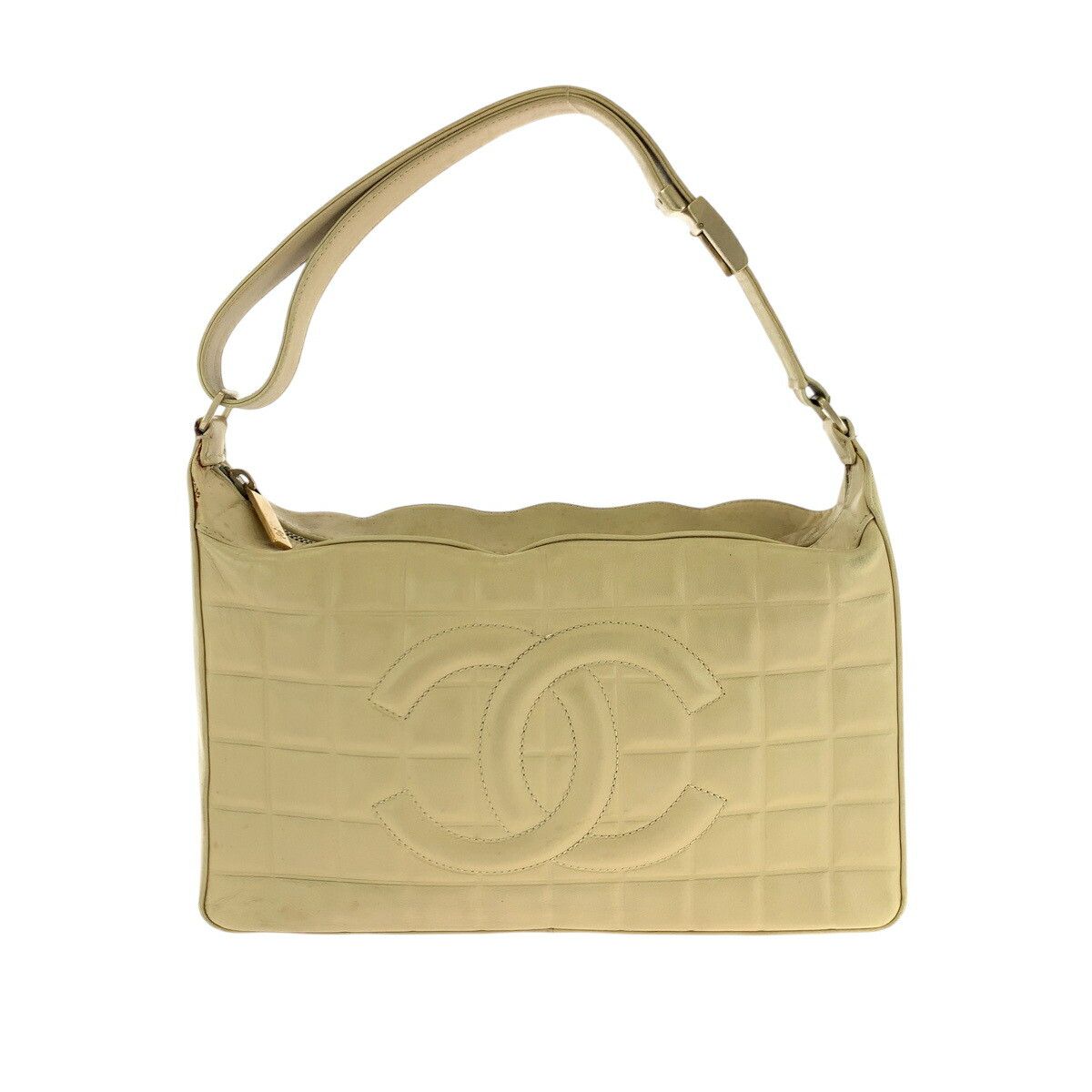 Chanel Chanel Lambskin Coco Mark Choco Bar 2Way Bag 823 Leather Shoulder Bag in Beige, Women's