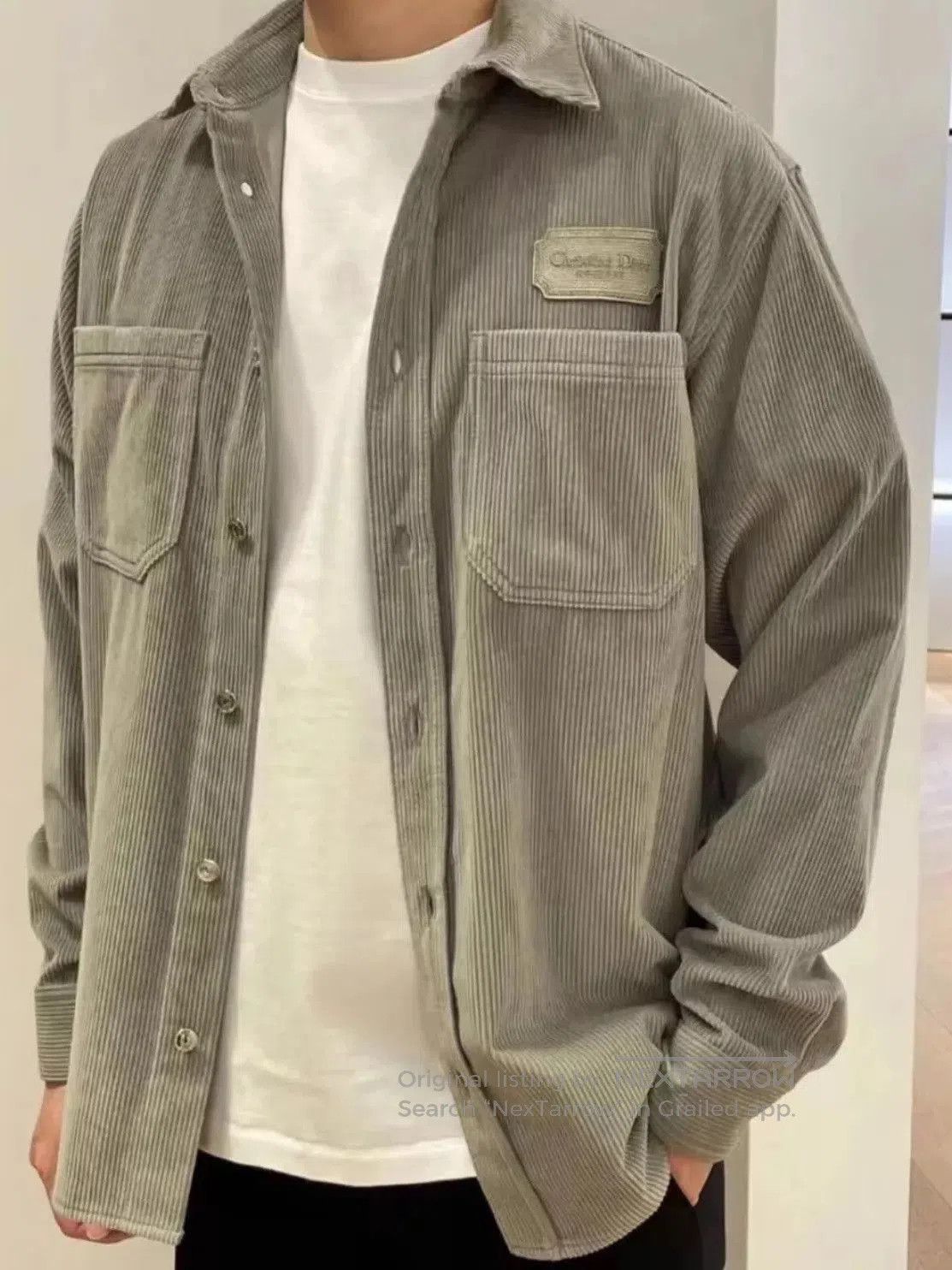 Dior Gray Corduroy Long Sleeve Button-Up Shirt. Size US XL / EU 56 / 4 - 9 Thumbnail