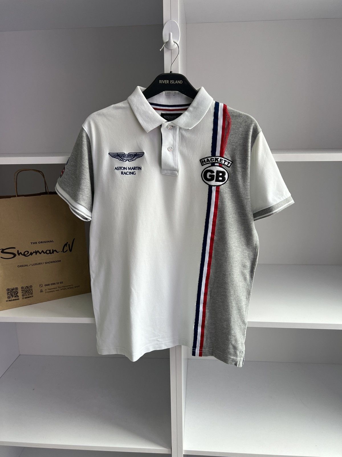 Hackett × Vintage Vintage Aston Martin Racing Polo T-Shirt Size US L / EU 52-54 / 3 - 4 Thumbnail