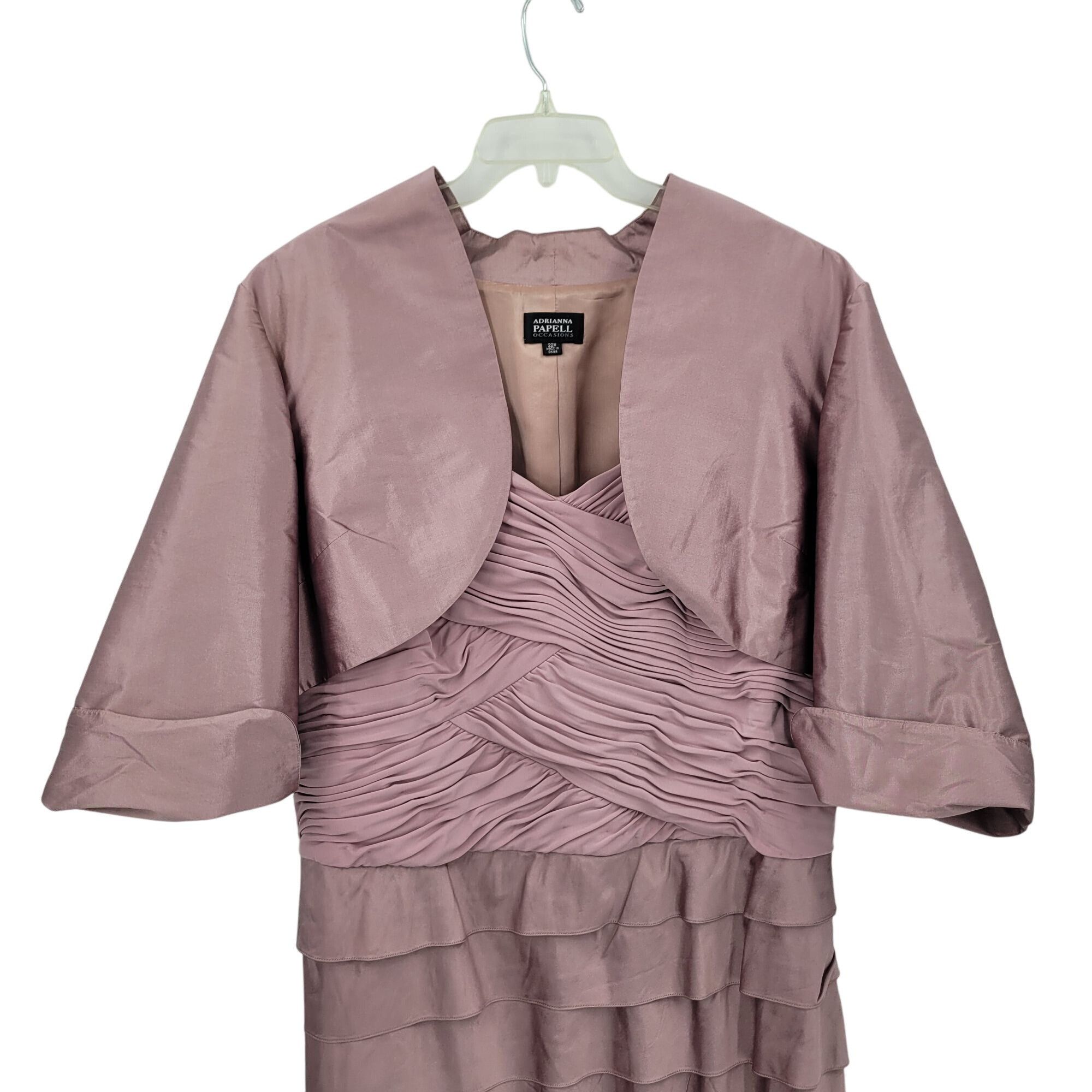Adrianna Papell Adrianna Papell Plus Sz 22W Mauve Pink Tiered Ruffle Layered Size 3XL / US 20-22 - 4 Thumbnail