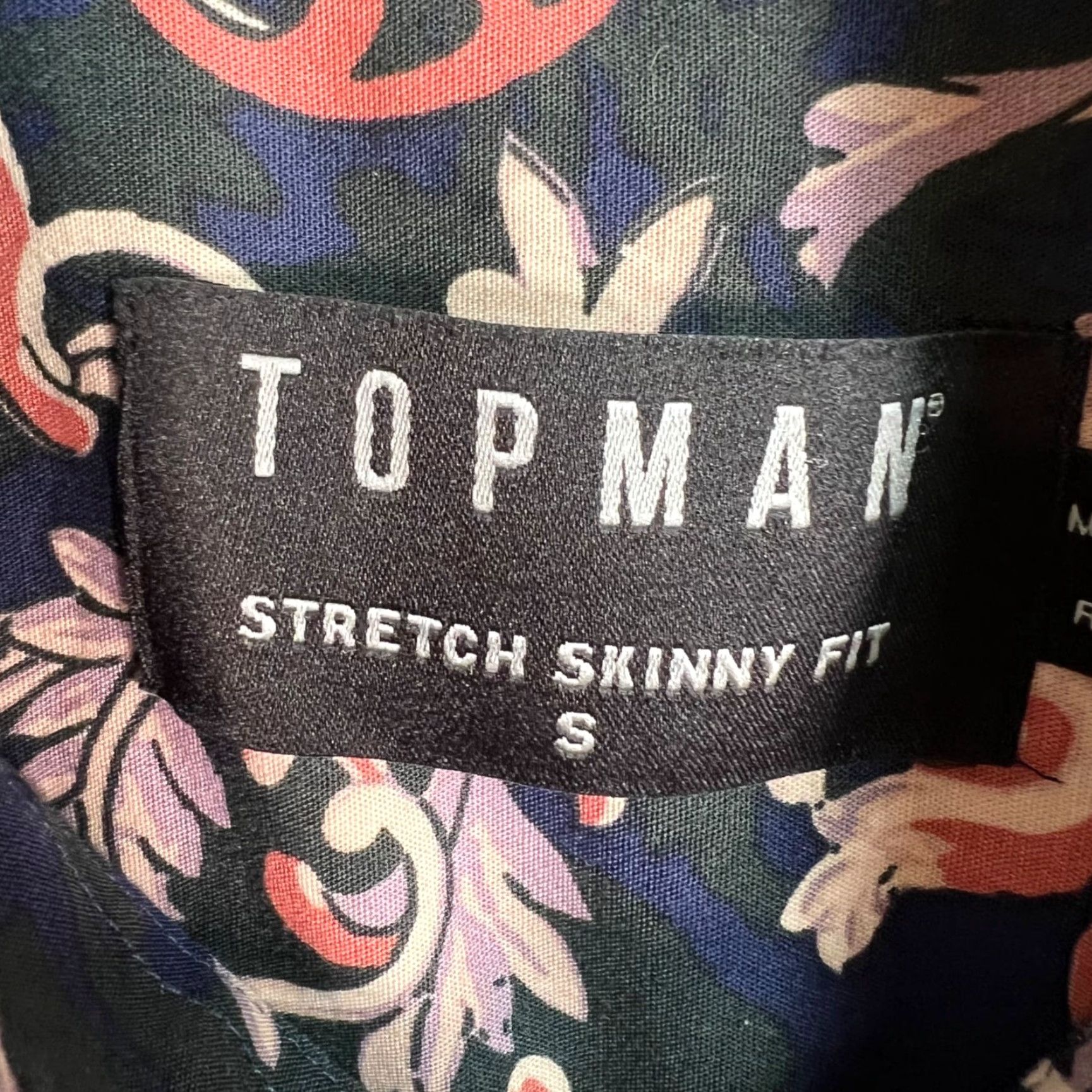 Topman Topman Mens Size Small Black Stretch Skinny Fit Floral Print Shirt Cotton Blend Size US S / EU 44-46 / 1 - 3 Thumbnail