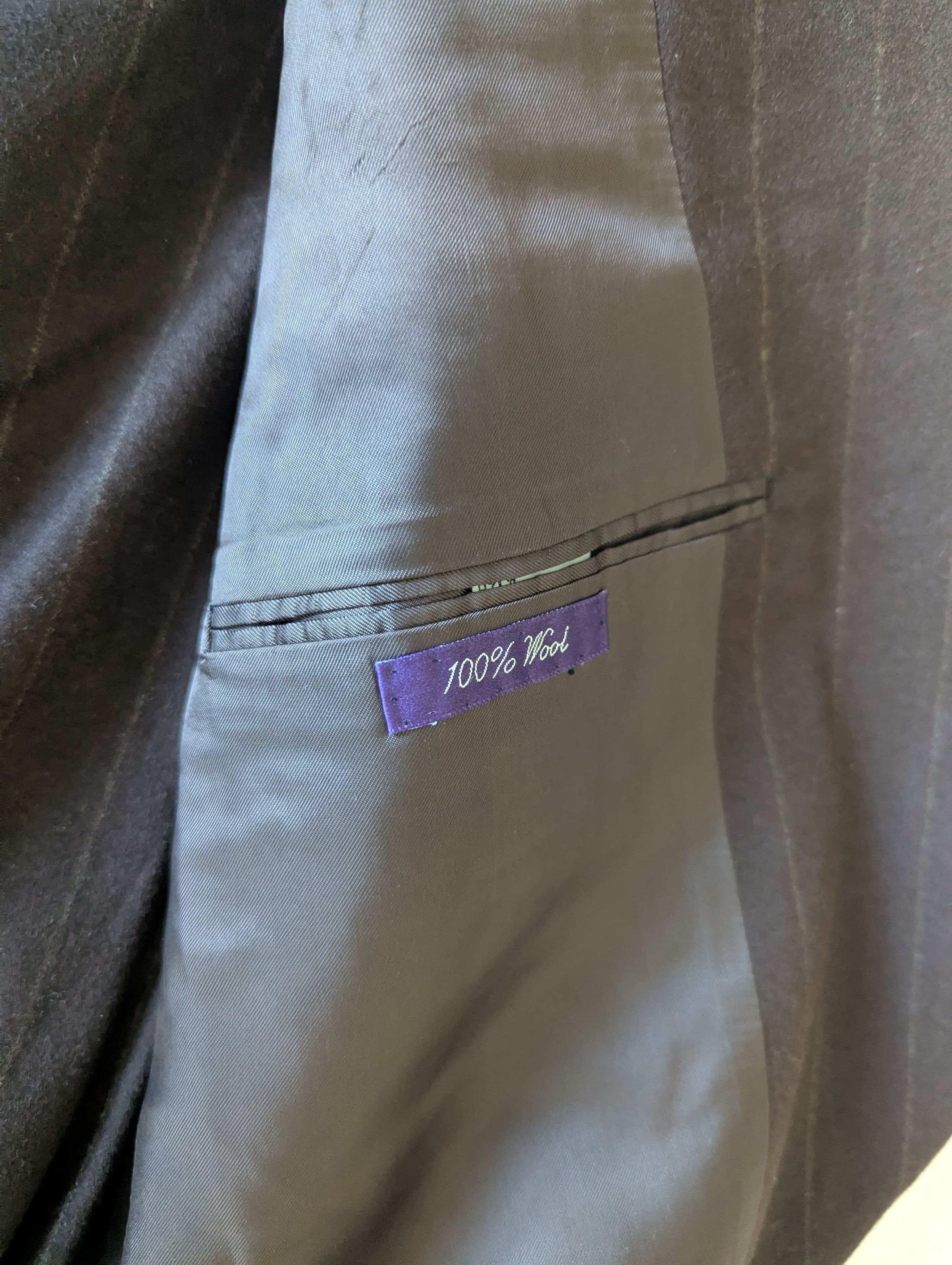 Ralph Lauren Purple Label Vintage Fine Wool Strip Suit Size 44L - 4 Thumbnail