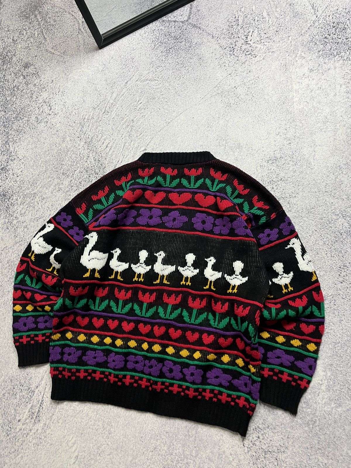 Vintage Vintage All Over Pattern “Ducks & Flowers” Knit Sweater Size US S / EU 44-46 / 1 - 6 Thumbnail