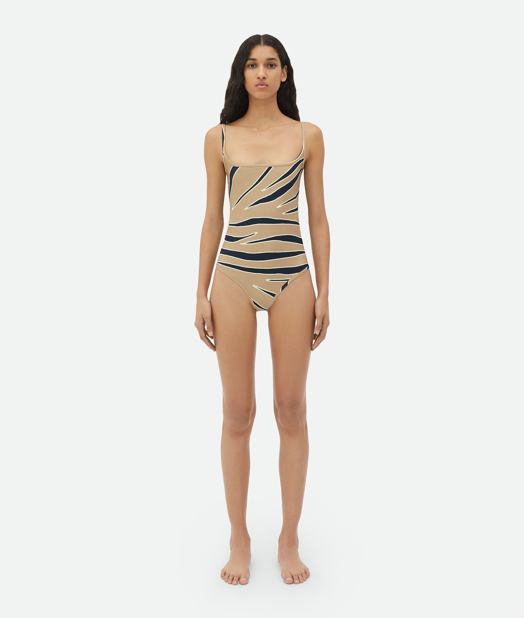 Bottega Veneta BOTTEGA VENETA beige animal print swimsuit Size Medium 6 US Size 28" / US 6 / IT 42 - 1 Thumbnail