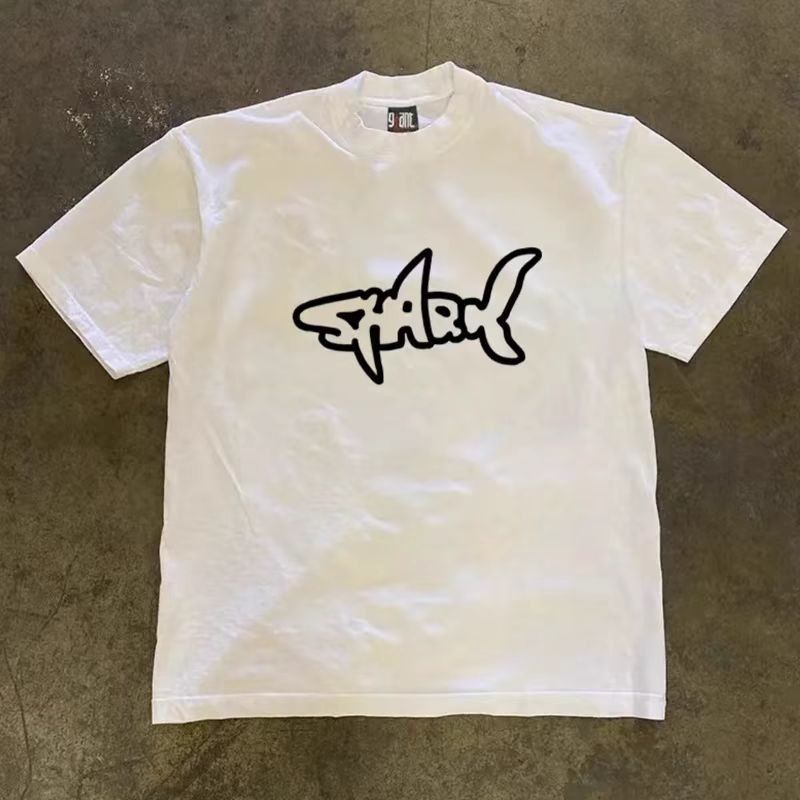 Japanese Brand × Vintage White casual retro shark print t-shirt Size US M / EU 48-50 / 2 - 1 Thumbnail