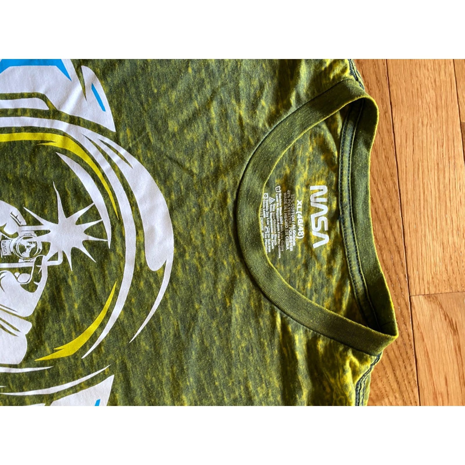 NASA VINTAGE Distressed Tie Dye NASA Graphic T-Shirt Tee Yellow Neon Mens XL Cotton Size XL / US 12-14 / IT 48-50 - 3 Thumbnail